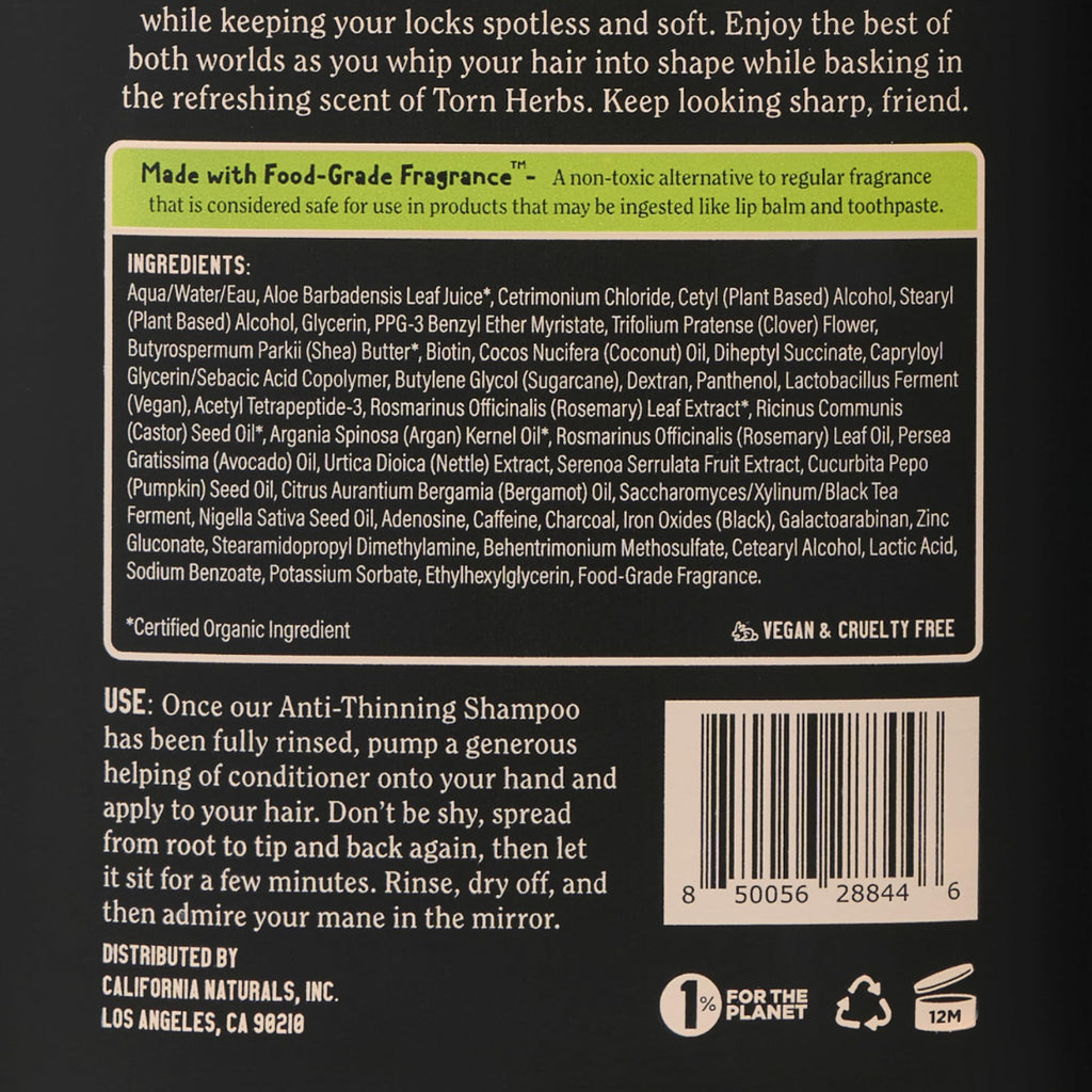 California Naturals Re:GRO Conditioner for Men – Hair Growth Support, Biotin, Vegan, 16.5 oz