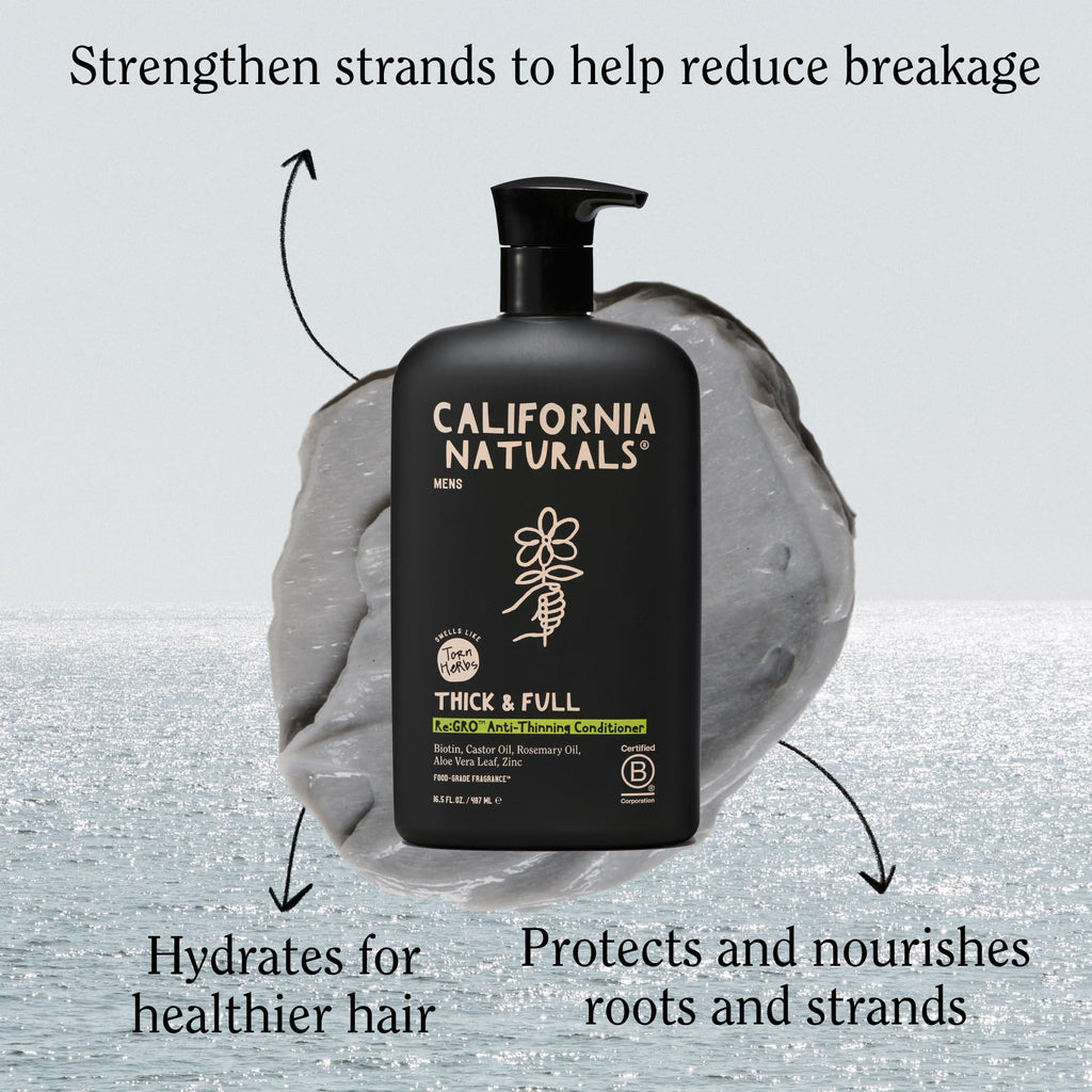California Naturals Re:GRO Conditioner for Men – Hair Growth Support, Biotin, Vegan, 16.5 oz