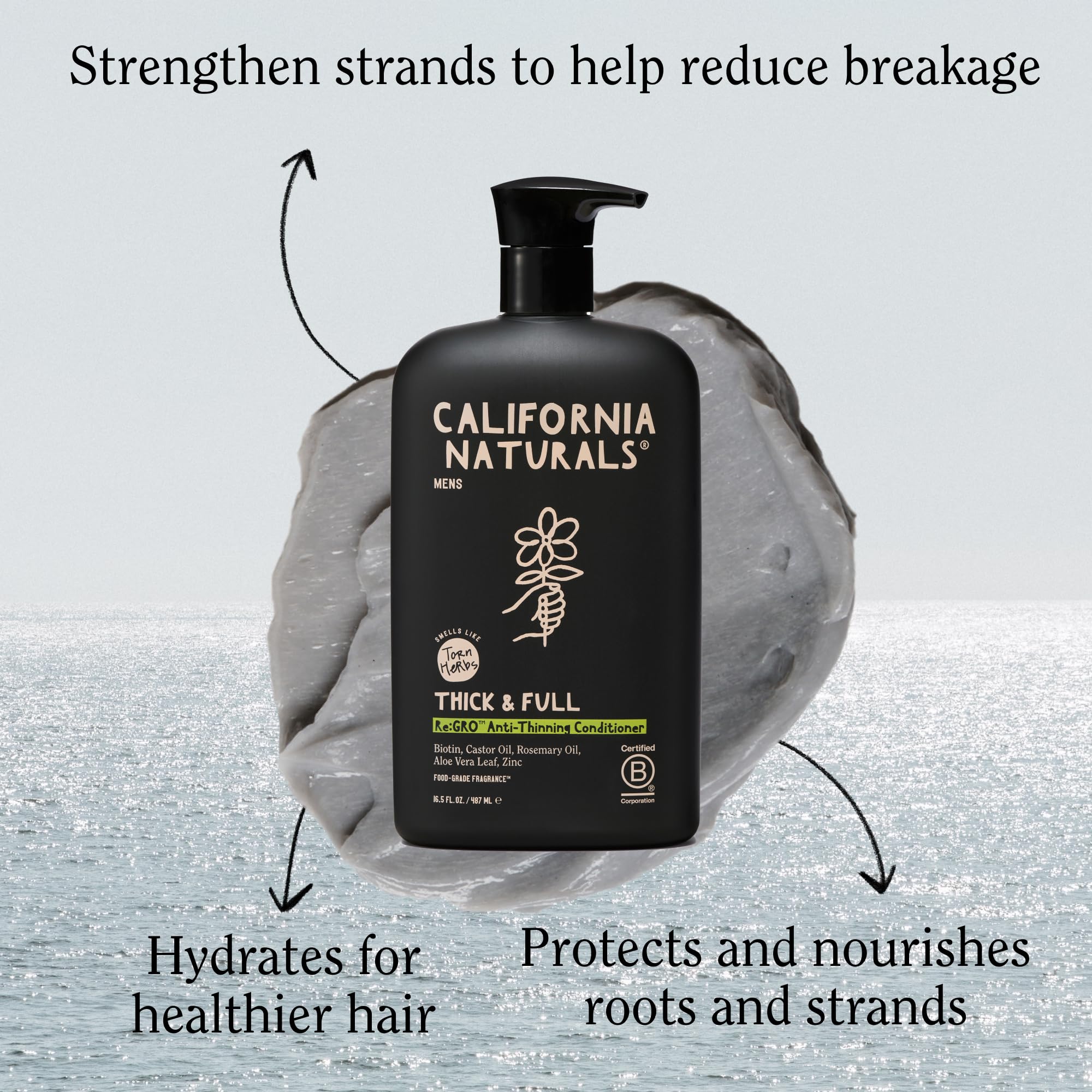 California Naturals Re:GRO Conditioner for Men – Hair Growth Support, Biotin, Vegan, 16.5 oz
