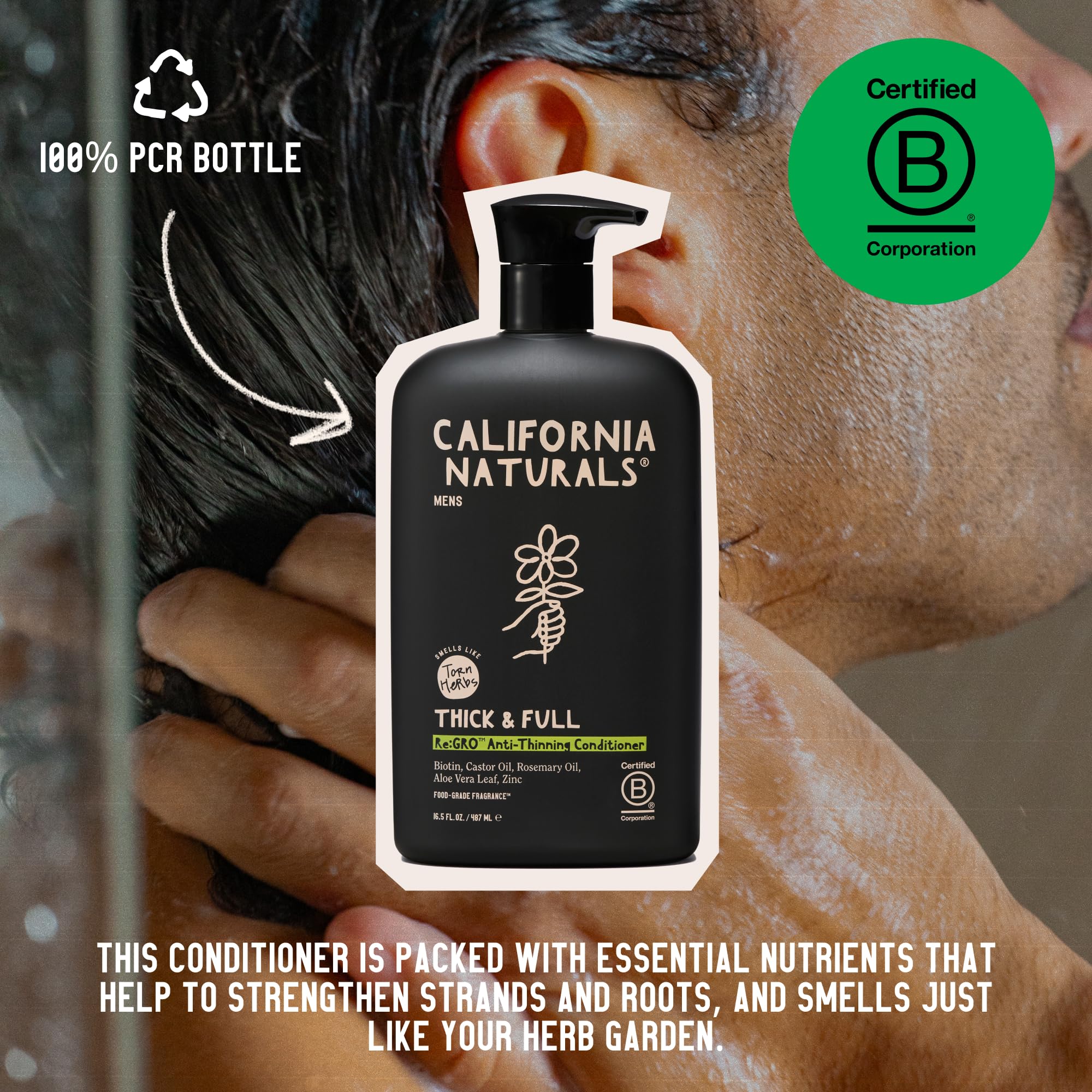 California Naturals Re:GRO Conditioner for Men – Hair Growth Support, Biotin, Vegan, 16.5 oz