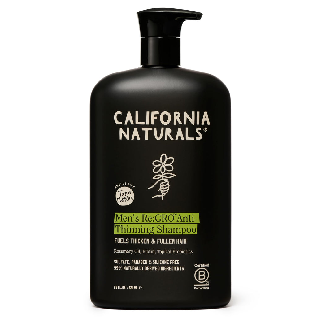 California Naturals Mens Re:GRO Shampoo — Hair Growth Support, Vegan & Cruelty-Free, 20 fl oz