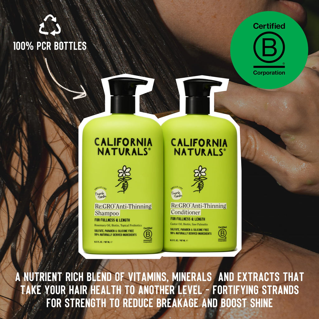 California Naturals Re:GRO Shampoo & Conditioner Set – Anti-Thinning & Hair Growth Support | Vegan, Cruelty-Free | 20 oz