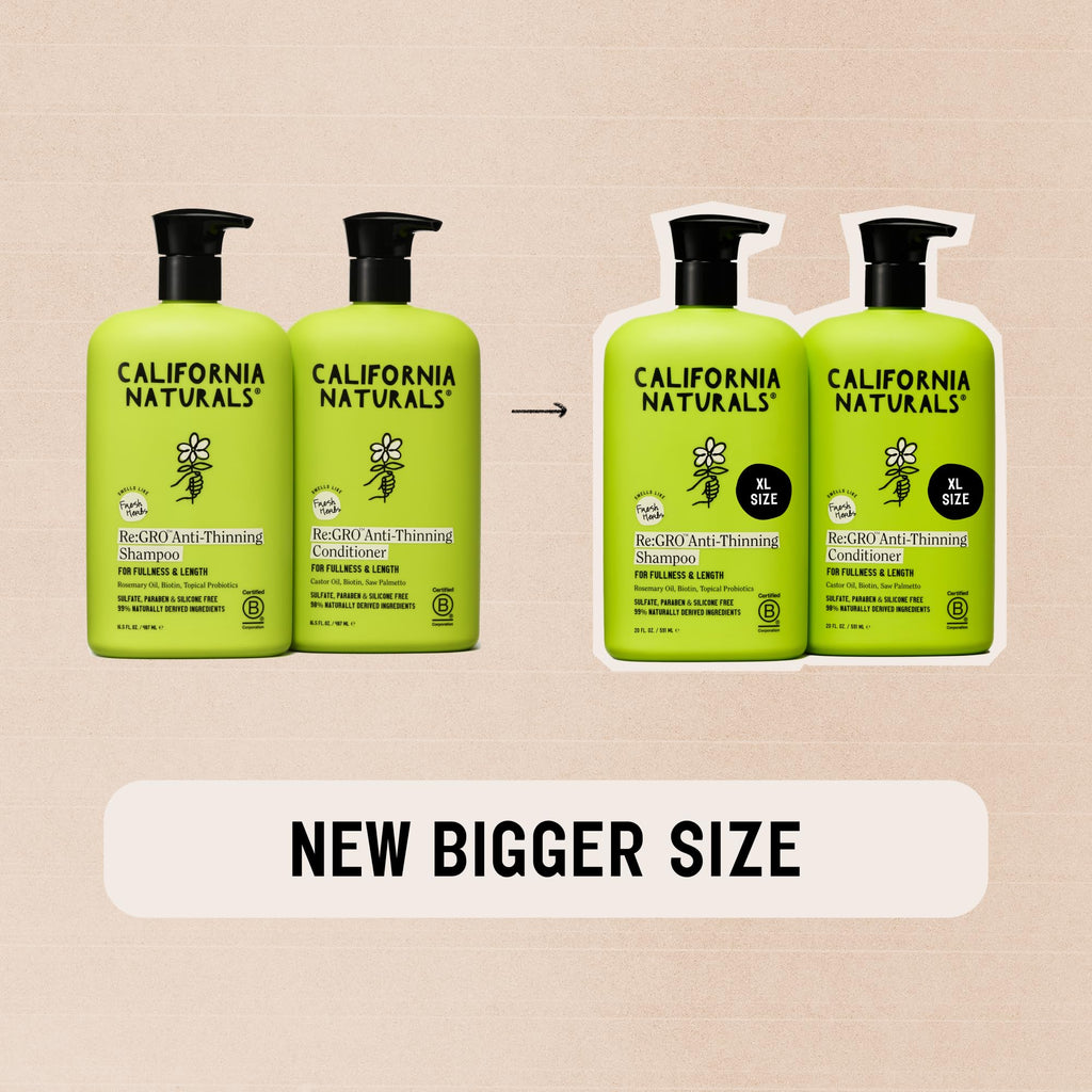 California Naturals Re:GRO Shampoo & Conditioner Set – Anti-Thinning & Hair Growth Support | Vegan, Cruelty-Free | 20 oz