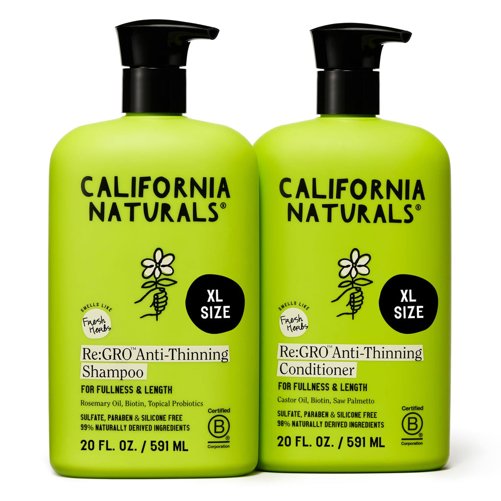 California Naturals Re:GRO Shampoo & Conditioner Set – Anti-Thinning & Hair Growth Support | Vegan, Cruelty-Free | 20 oz