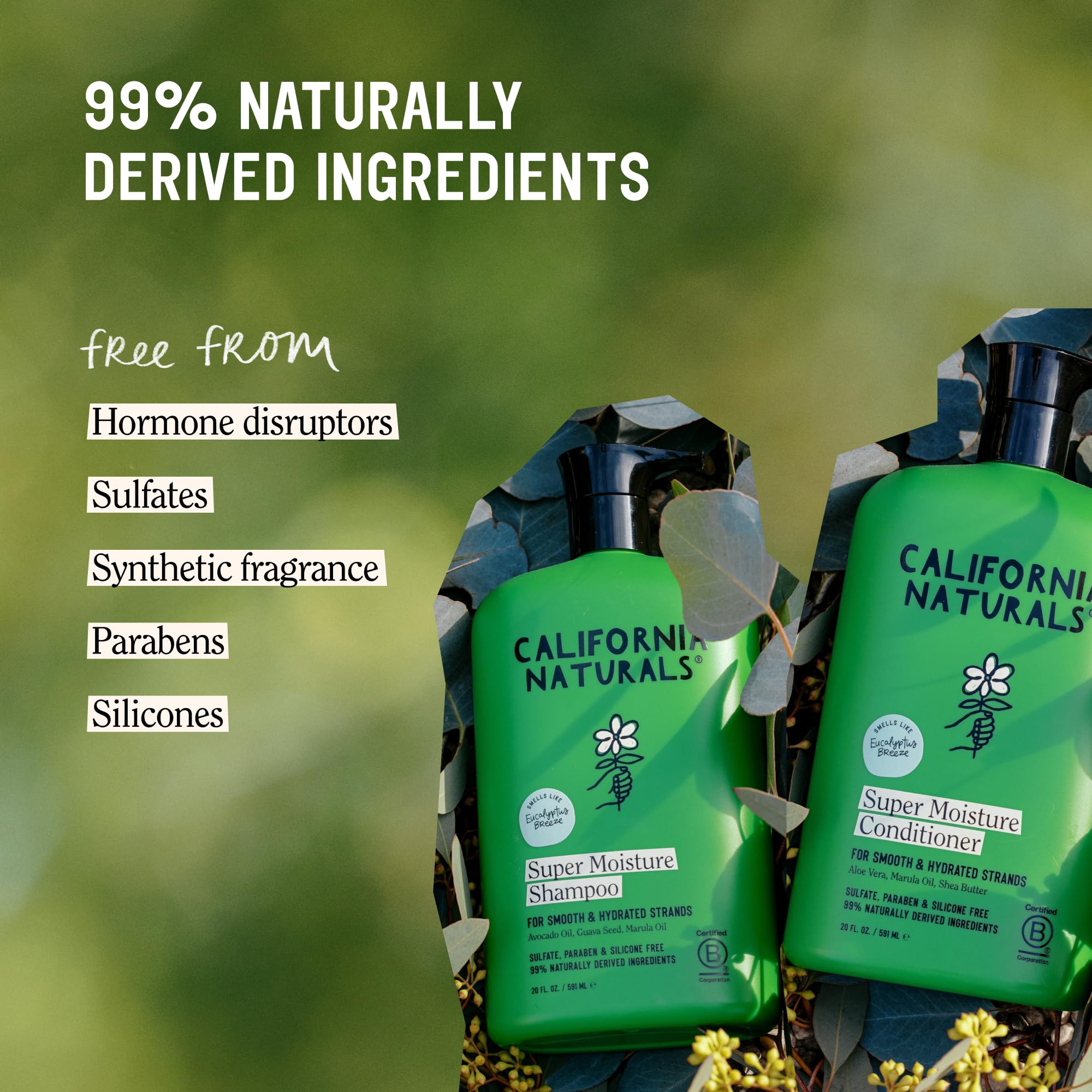 California Naturals Eucalyptus Breeze Moisture Shampoo & Conditioner Set | Hydrating, Color-Safe, 20 fl oz