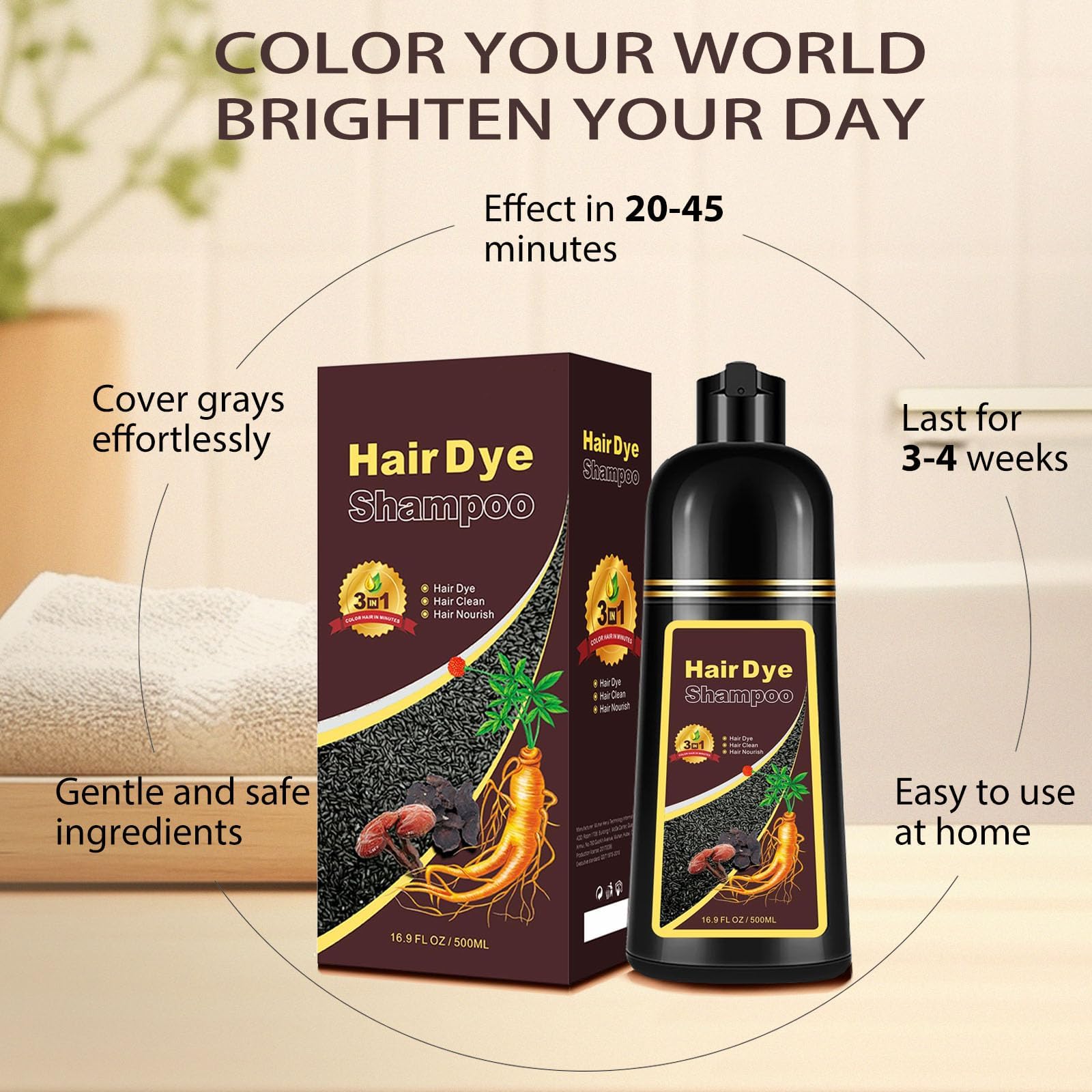 Callmynm Blonde Brown Hair Dye Shampoo 3-in-1 | Rich Color Shine 500ml