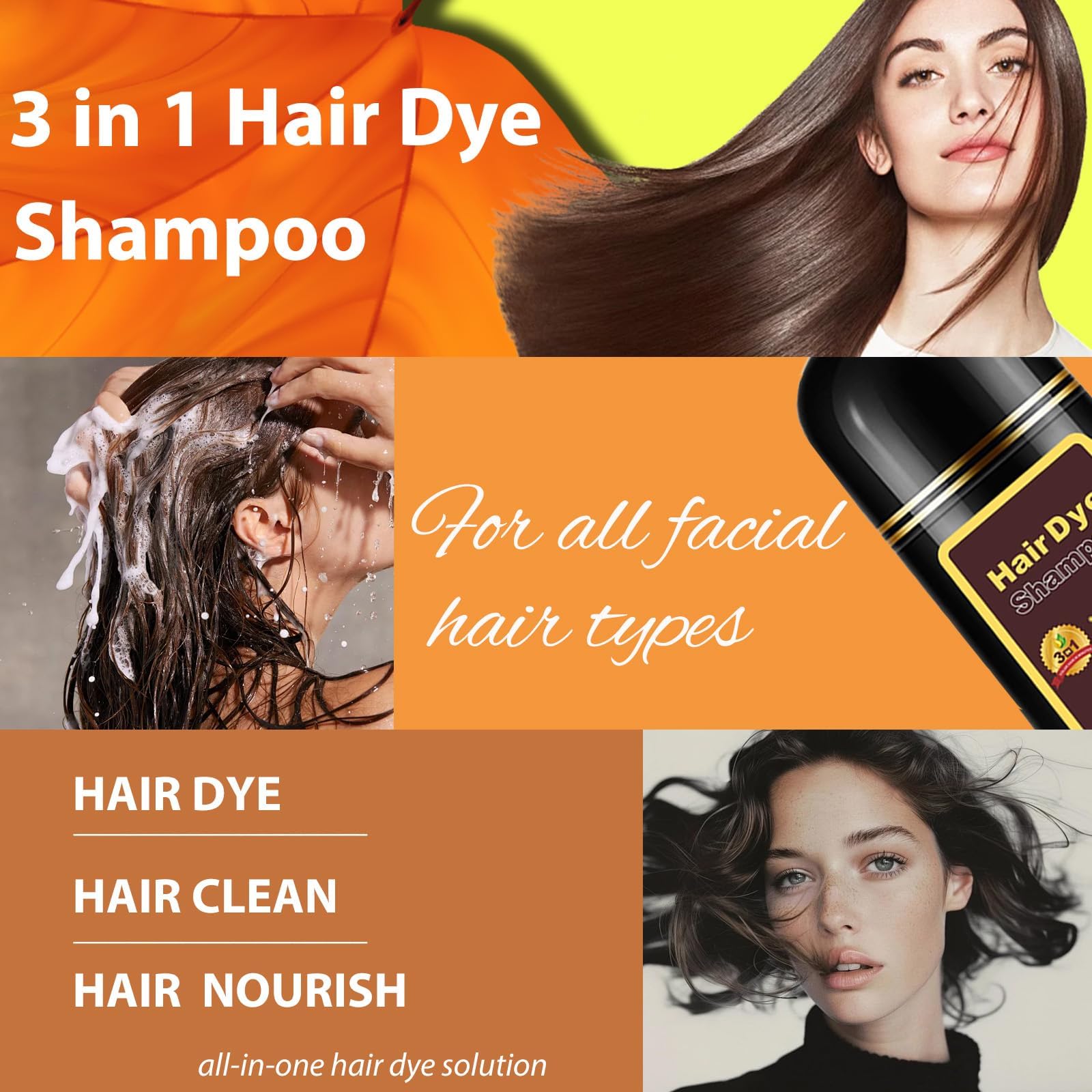 Callmynm Blonde Brown Hair Dye Shampoo 3-in-1 | Rich Color Shine 500ml