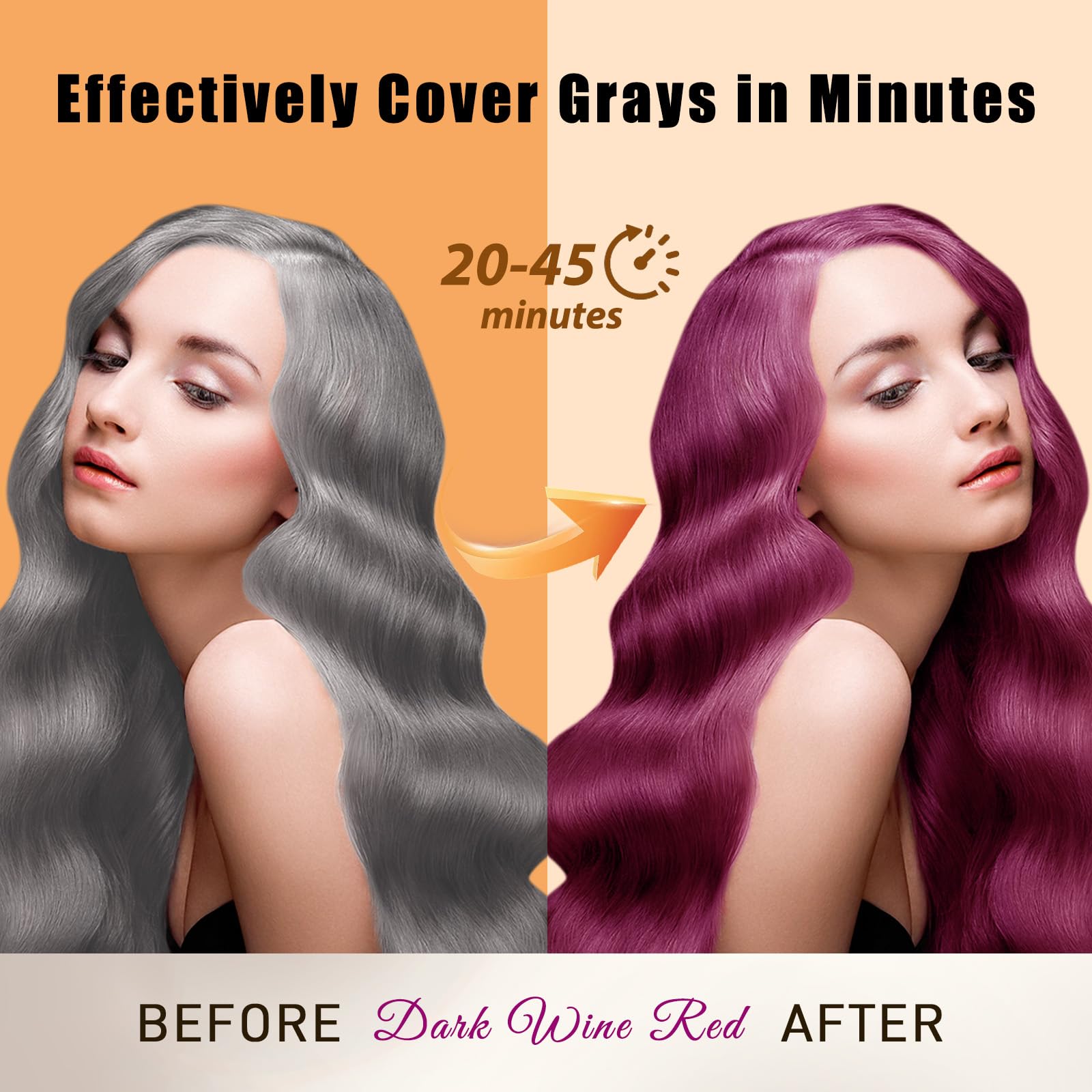 Callmynm Hair Dye Shampoo 3-in-1 for Gray Coverage – 500ml Dark Red Wine, All Hair Types