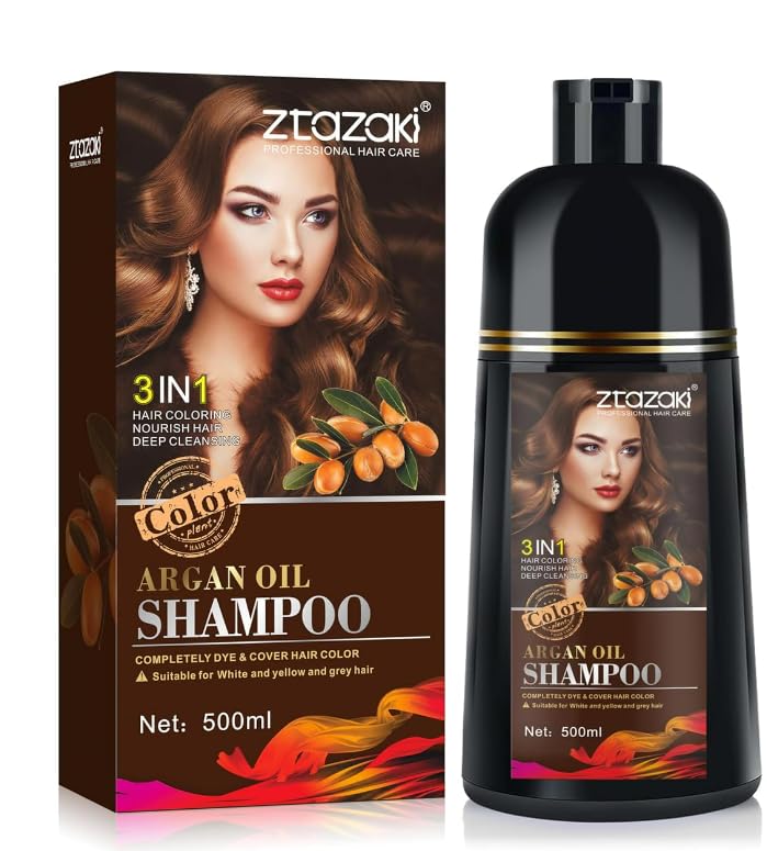 Callmynm Hair Dye Shampoo 3-in-1 with Argan Oil — Instant Gray Coverage (500ml Dark Red Wine)
