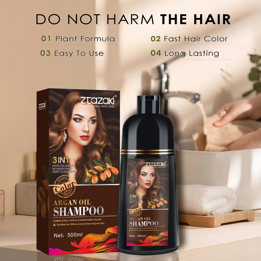 Callmynm Hair Dye Shampoo 3-in-1 with Argan Oil — Instant Gray Coverage (500ml Dark Red Wine)