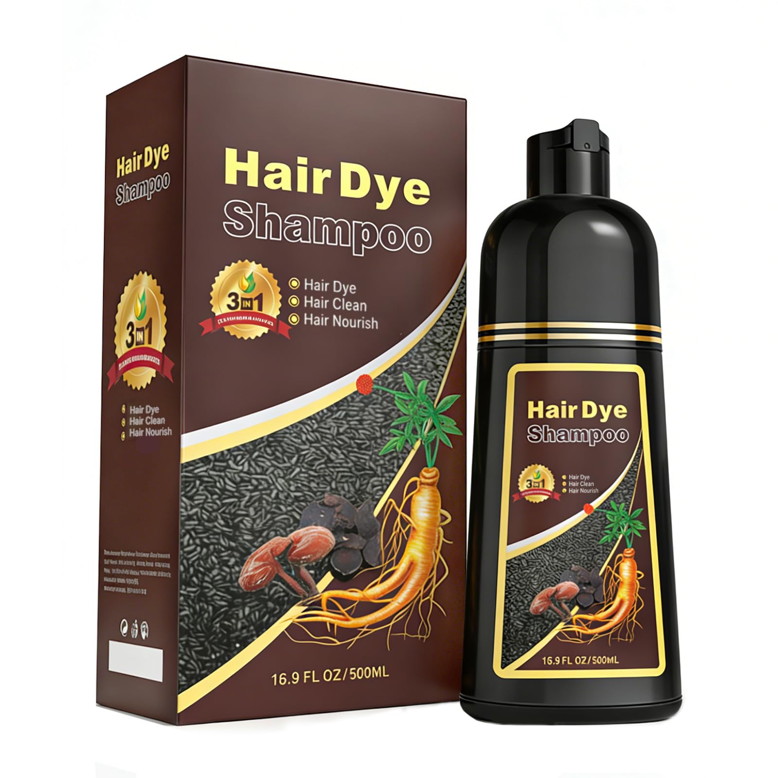 Callmynm Light Brown Hair Dye Shampoo 3-in-1 - Rich Color, 3-4 Weeks, 500ml
