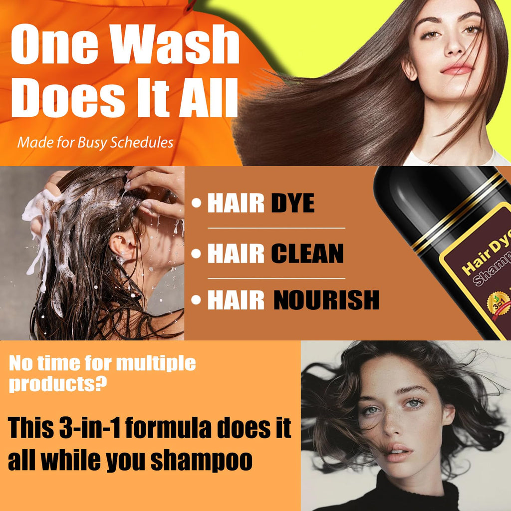 Callmynm Light Brown Hair Dye Shampoo 3-in-1 - Rich Color, 3-4 Weeks, 500ml