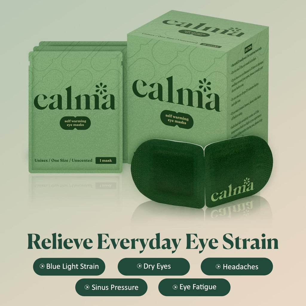 Calma 16 Pack Heated Eye Mask - Hot Compress for Eye Fatigue, Dry Eyes & Blue Light Strain (Unscented)