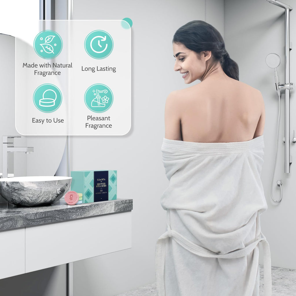 CalmNFiz 30 Pack Shower Steamers Gift Set – 6 Scents for Self-Care