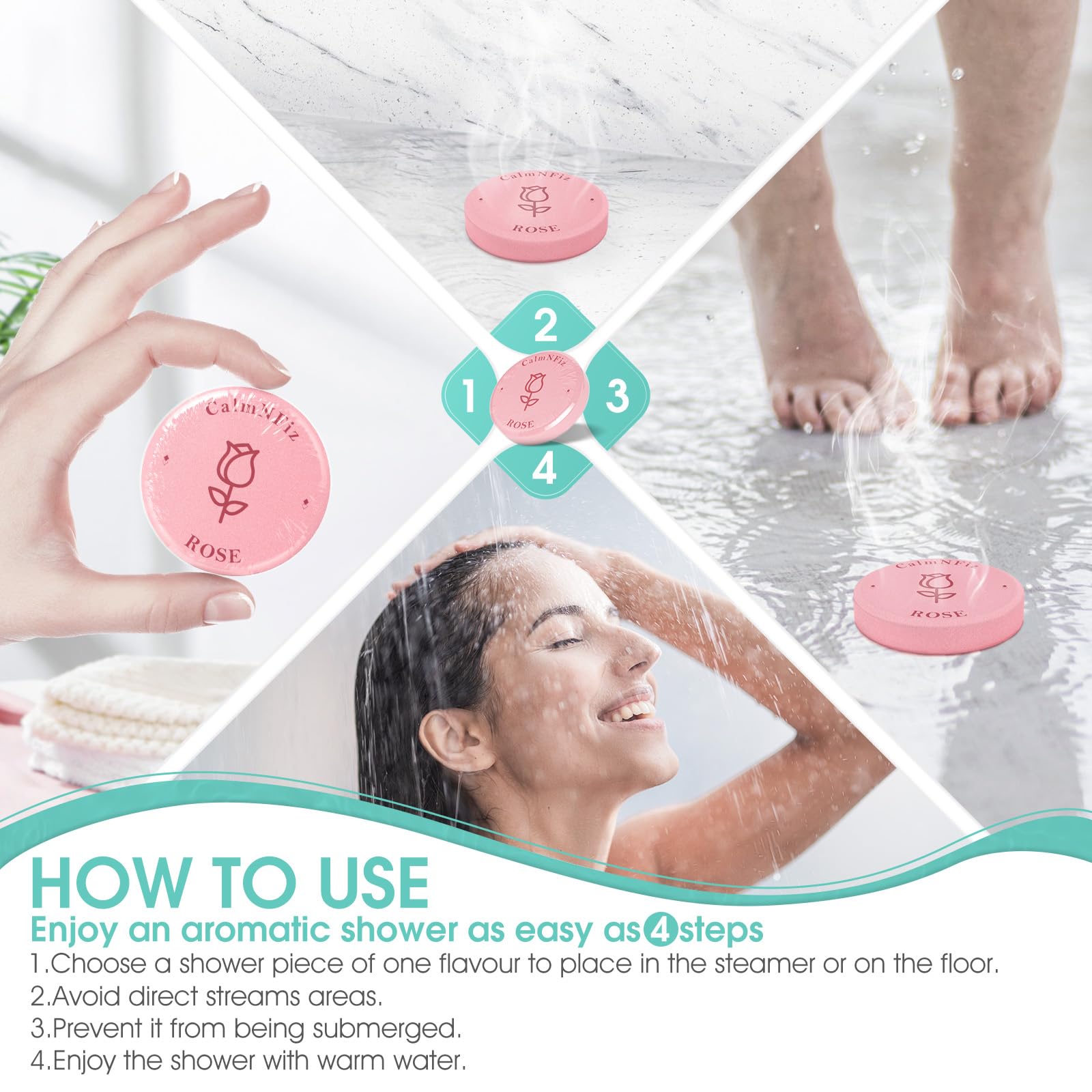 CalmNFiz 30 Pack Shower Steamers Gift Set – 6 Scents for Self-Care