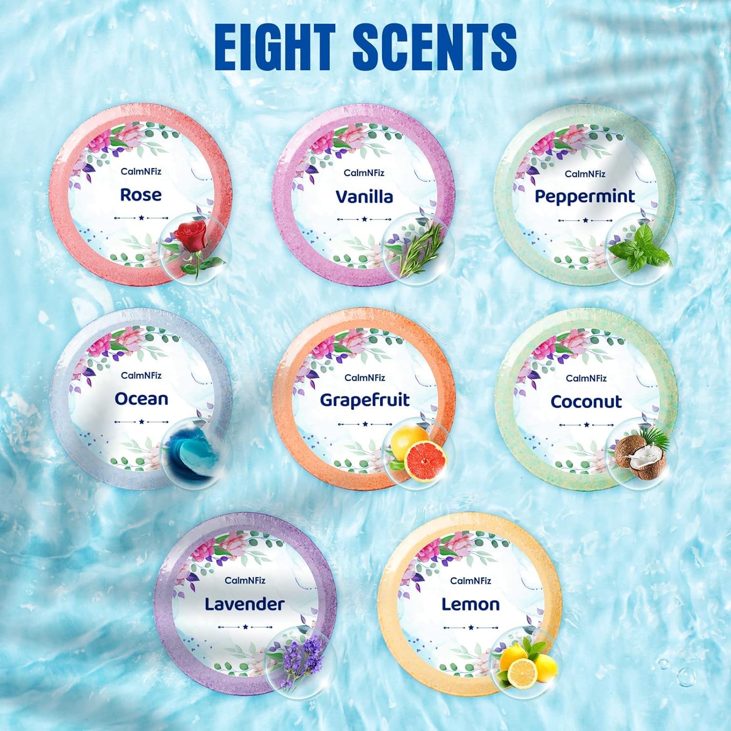 CalmNFiz Shower Steamers 16 Pack – Organic Fragrances for Relaxing Showers