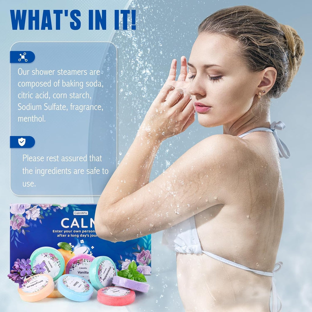 CalmNFiz Shower Steamers 16 Pack – Organic Fragrances for Relaxing Showers