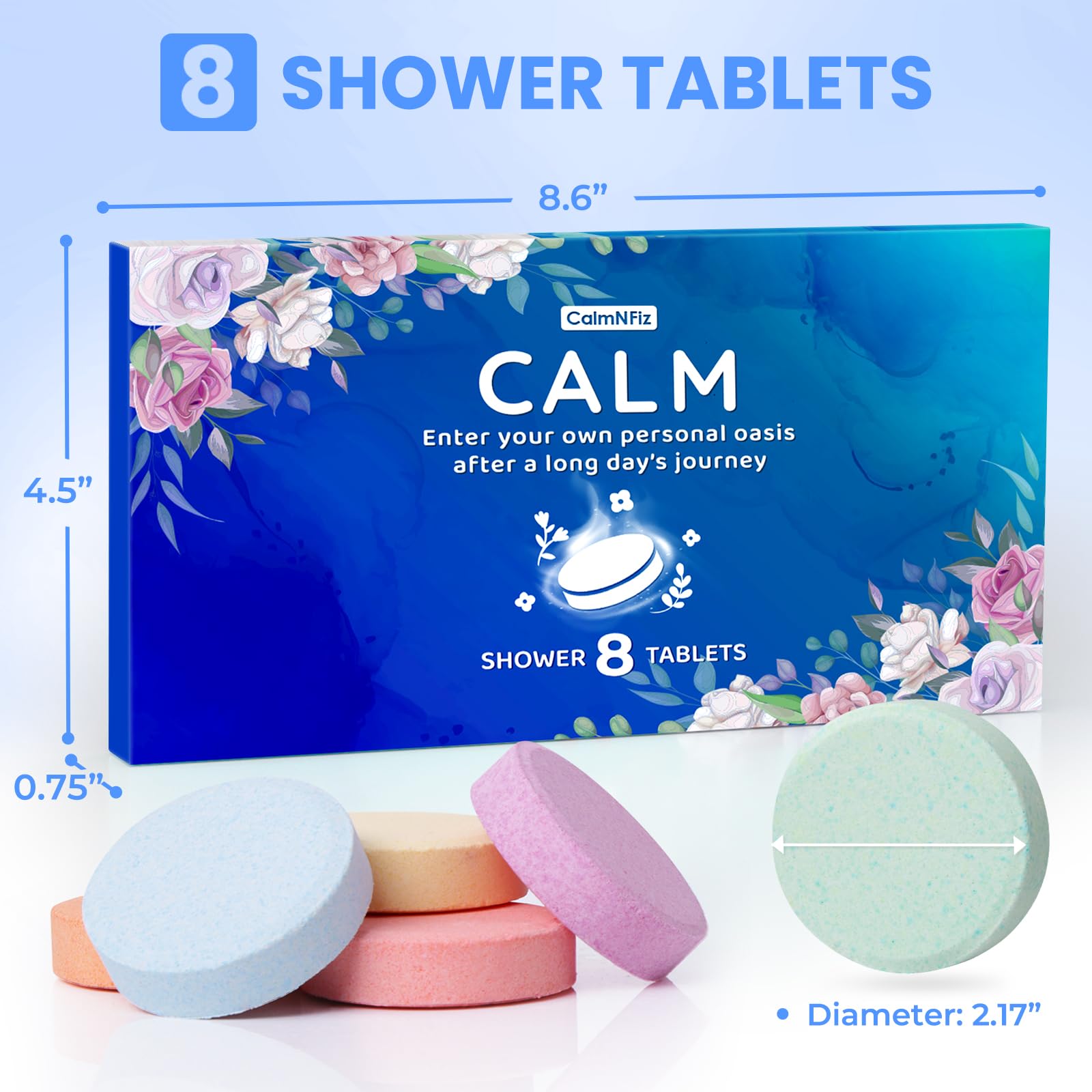 CalmNFiz 8-Pack Shower Steamers – Shea Butter Shower Bombs in Gift Box