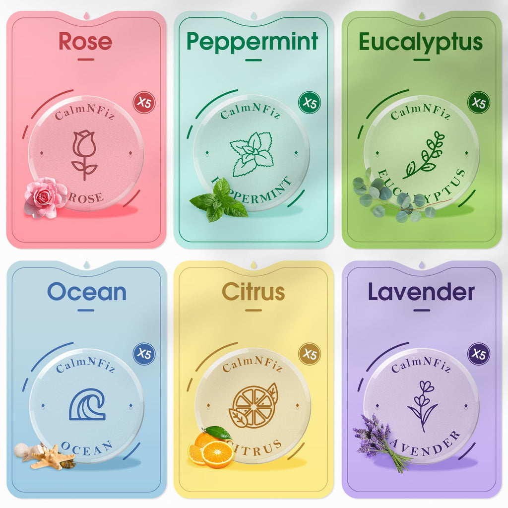 CalmNFiz 30 Pack Shower Steamers Gift Set – 6 Scents for Self-Care
