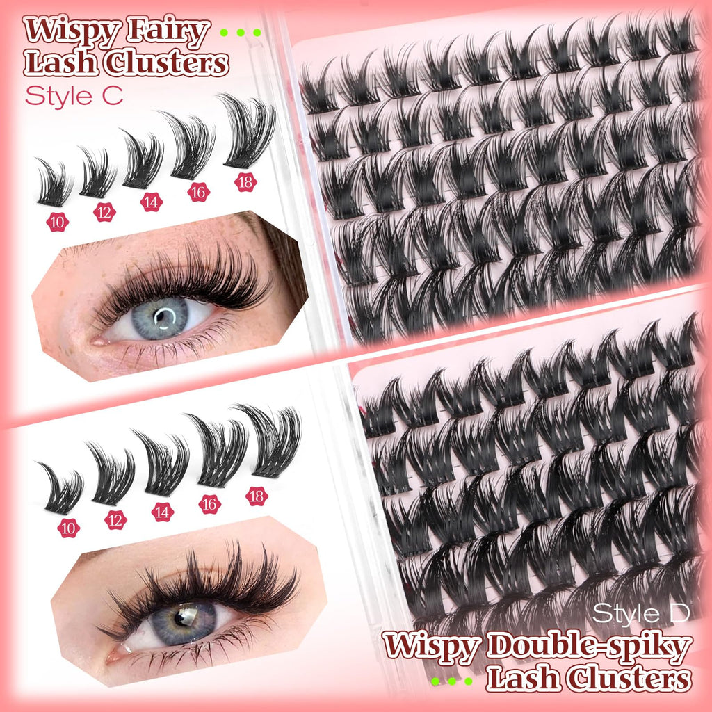 Calphdiar Wispy Lash Clusters – 230pcs, 4 Styles, 10-18mm