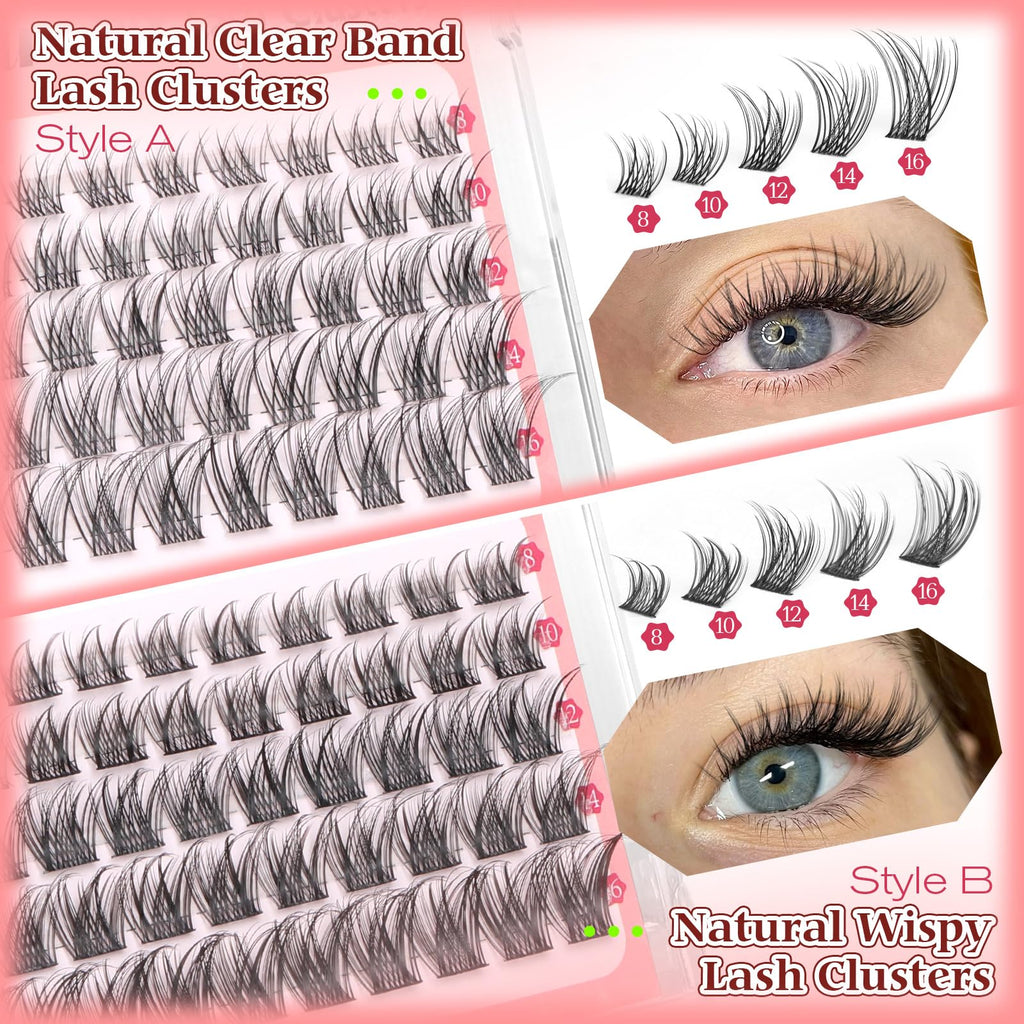 Calphdiar Wispy Lash Clusters – 230pcs, 4 Styles, 10-18mm