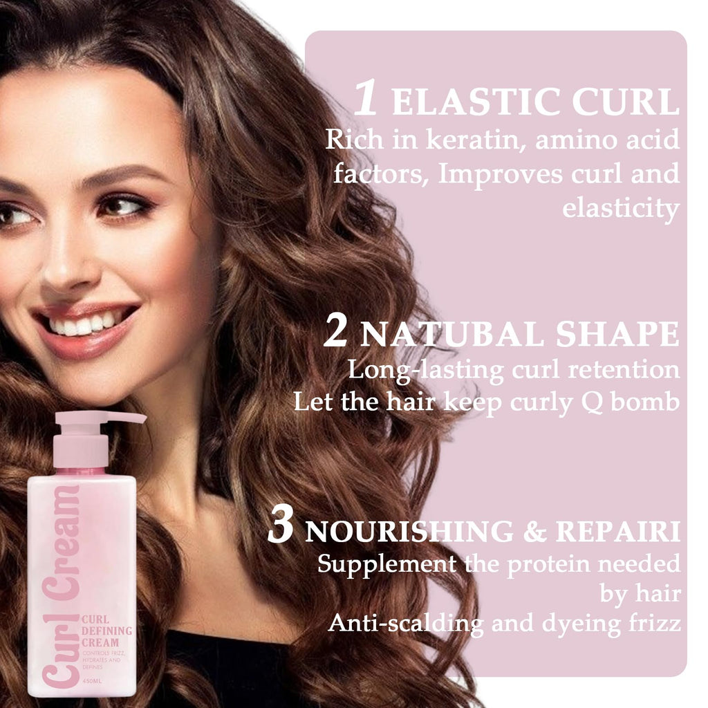 Calyphra Curl Defining Cream | 15.22 Fl Oz Anti-Frizz for Curly & Wavy Hair
