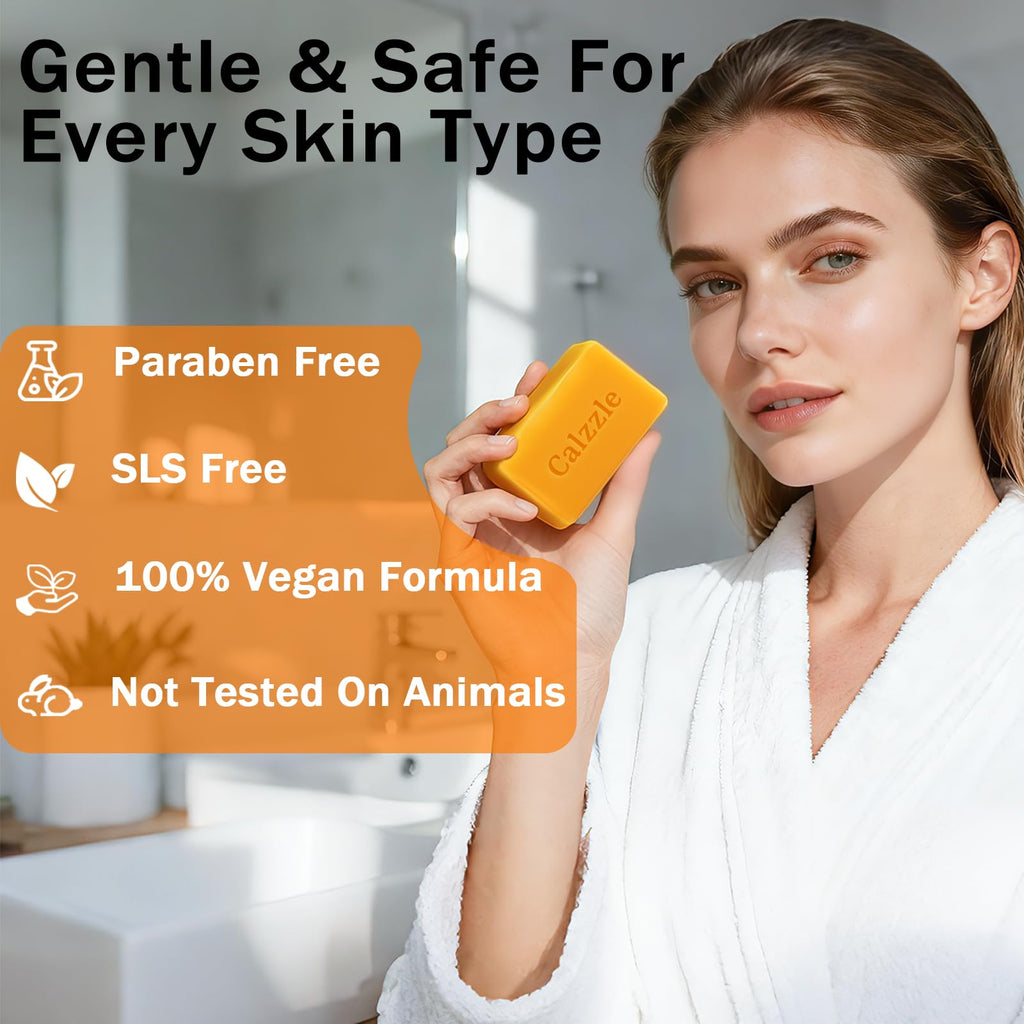 Calzzle Kojic Acid Soap 4PCS – Brightening with Turmeric, Vitamin C & Retinol