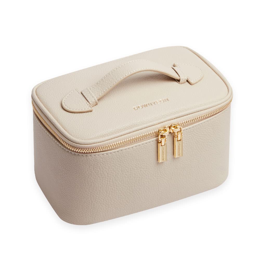 Camdeez ROWNYEON Makeup Bag — Portable Travel Cosmetic Organizer for Women, Beige