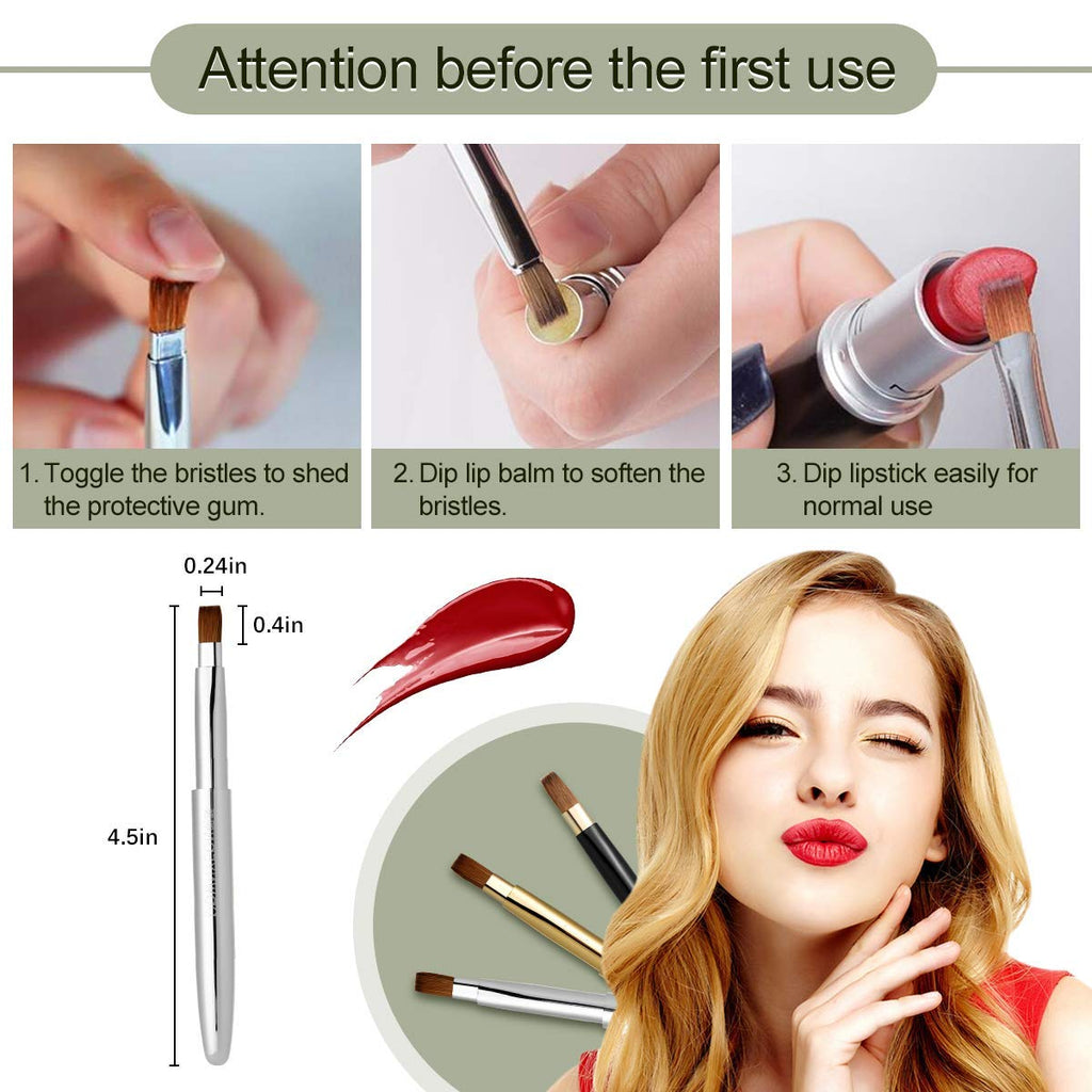 Camdeez Rownyeon Travel Retractable Lip Brush – Portable Flat Lip Applicator (Silver)