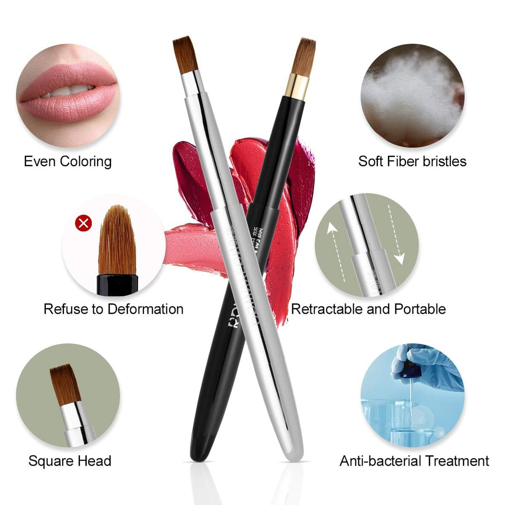 Camdeez Rownyeon Travel Retractable Lip Brush – Portable Flat Lip Applicator (Silver)