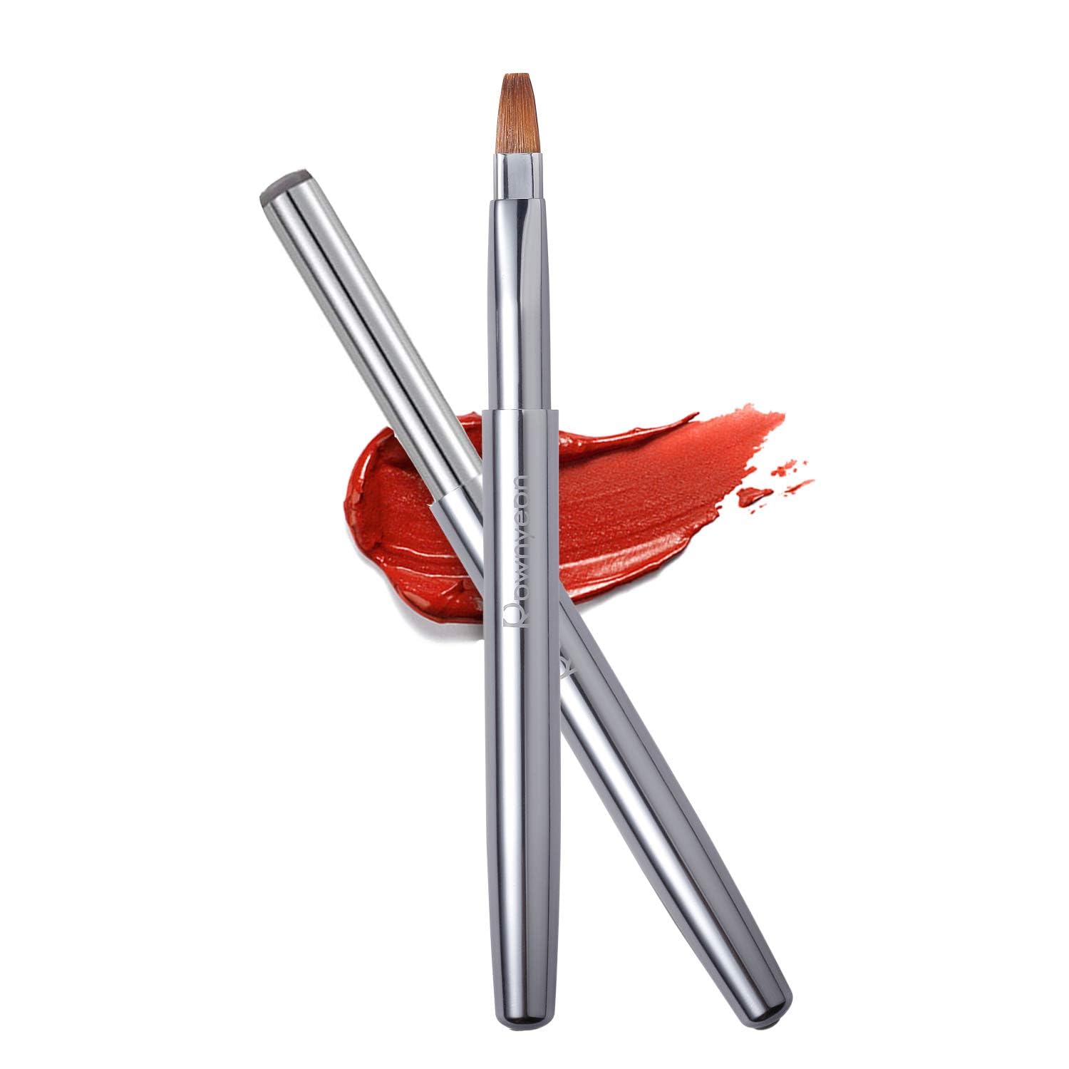 Camdeez Rownyeon Travel Retractable Lip Brush – Portable Flat Lip Applicator (Silver)