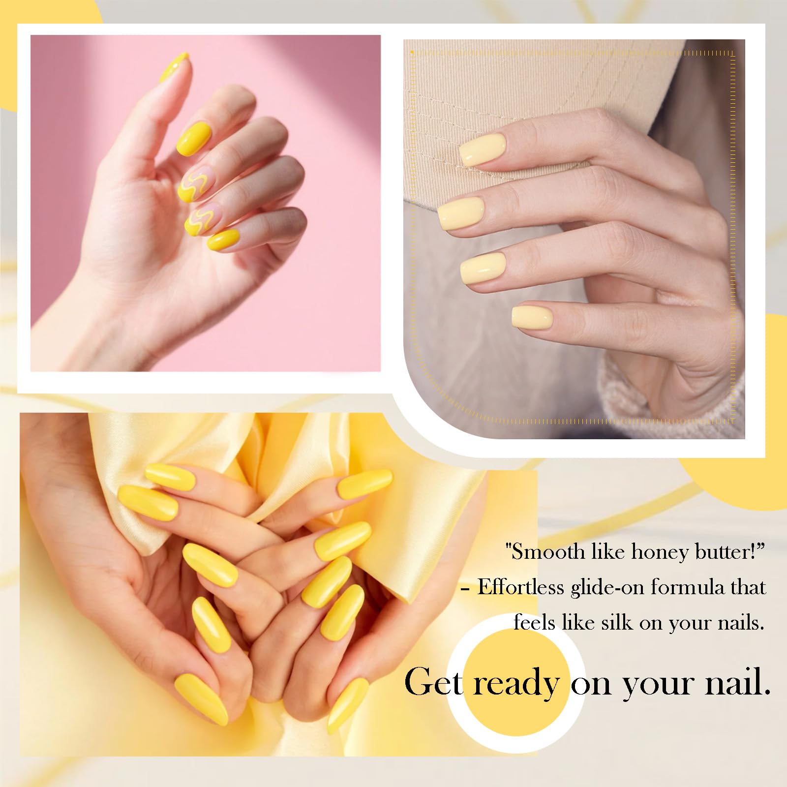 CAMILA 6-Piece Yellow Gel Nail Polish Set – HEMA-Free, UV/LED Soak-Off, High Pigment & Long-Lasting Shine