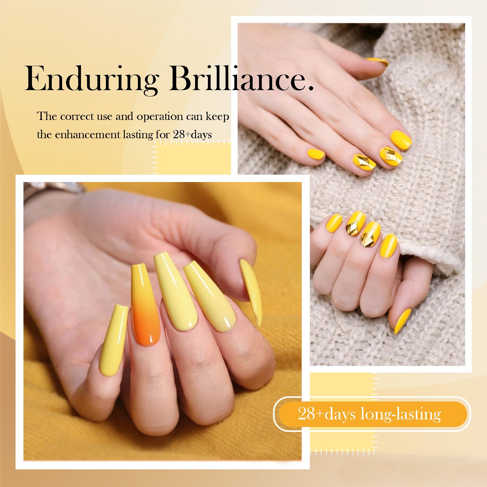 CAMILA 6-Piece Yellow Gel Nail Polish Set – HEMA-Free, UV/LED Soak-Off, High Pigment & Long-Lasting Shine