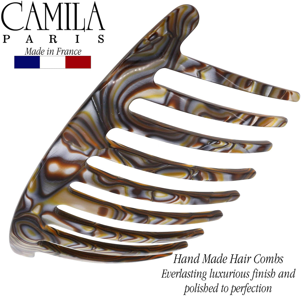 Camila Paris CP3182 French Handmade Side Comb – Onyx 4-Inch Curved Hair Clip