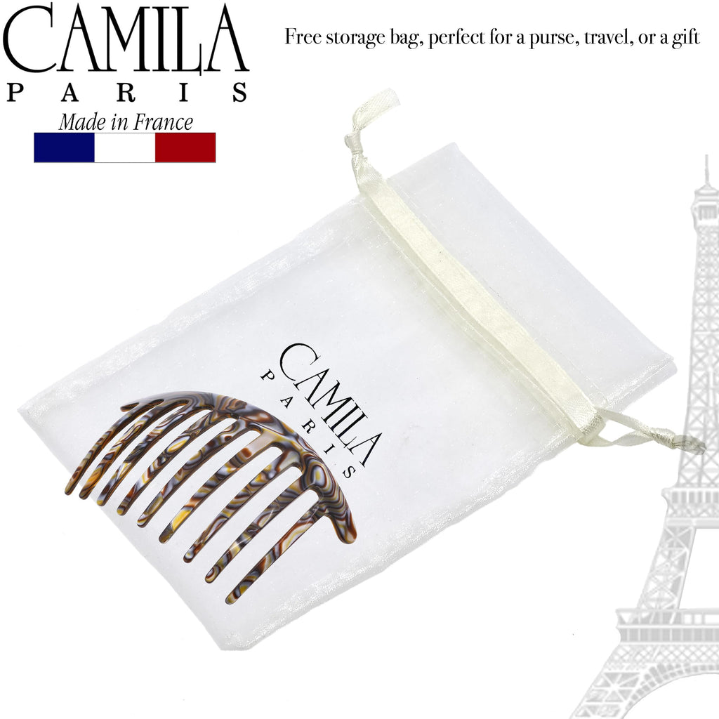 Camila Paris CP3182 French Handmade Side Comb – Onyx 4-Inch Curved Hair Clip