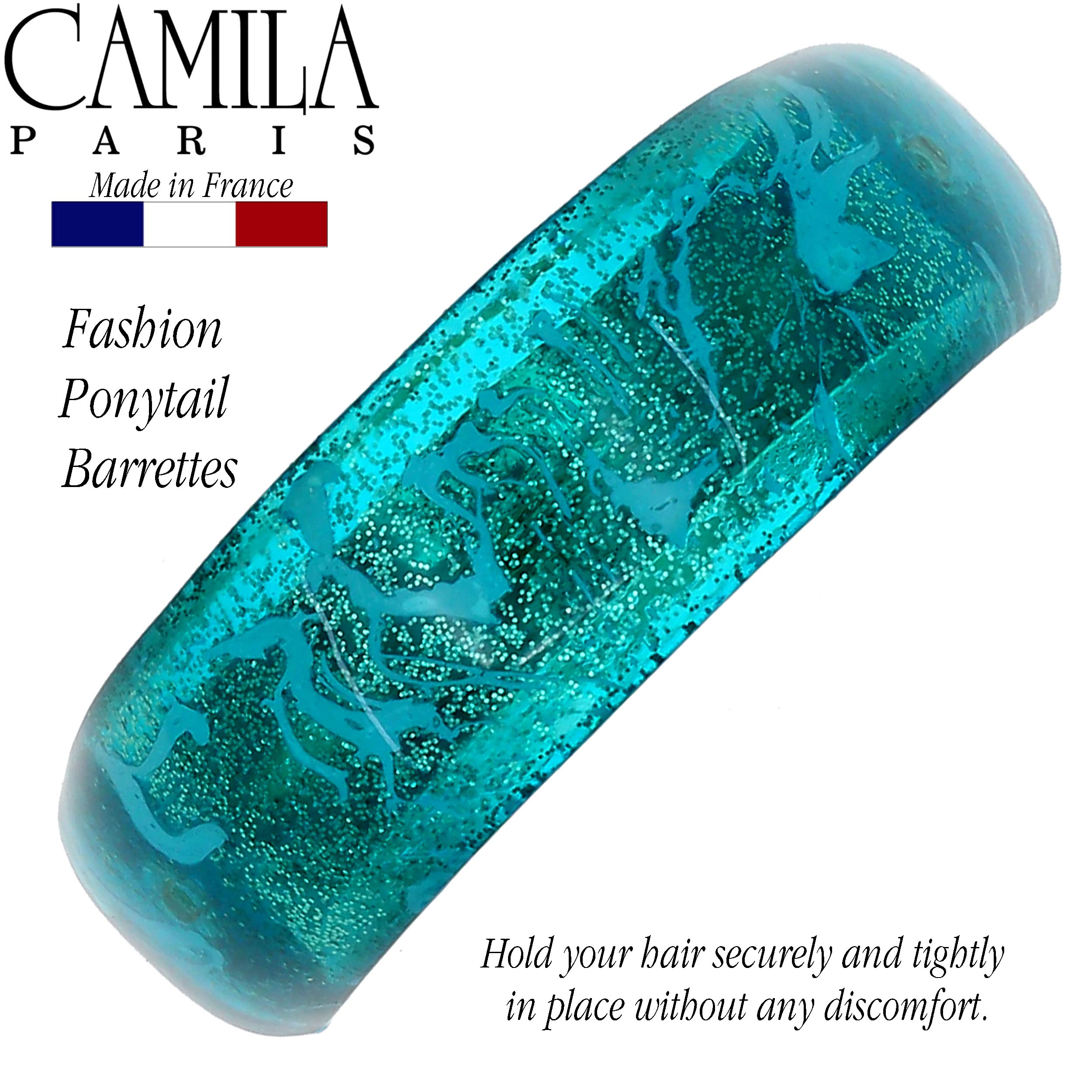 Camila Paris CP3300 Turquoise French Hair Barrette – Strong Hold Clip for Fine Long Hair | Made in France