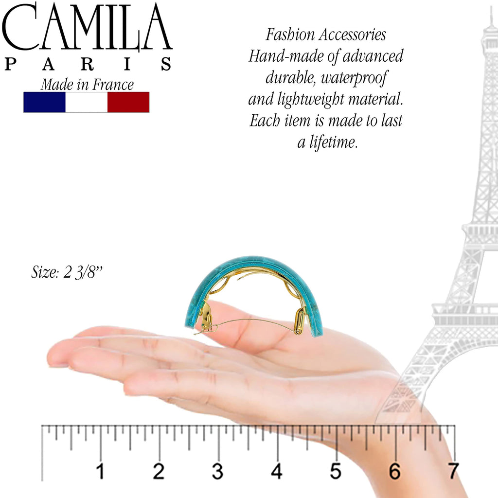 Camila Paris CP3300 Turquoise French Hair Barrette – Strong Hold Clip for Fine Long Hair | Made in France