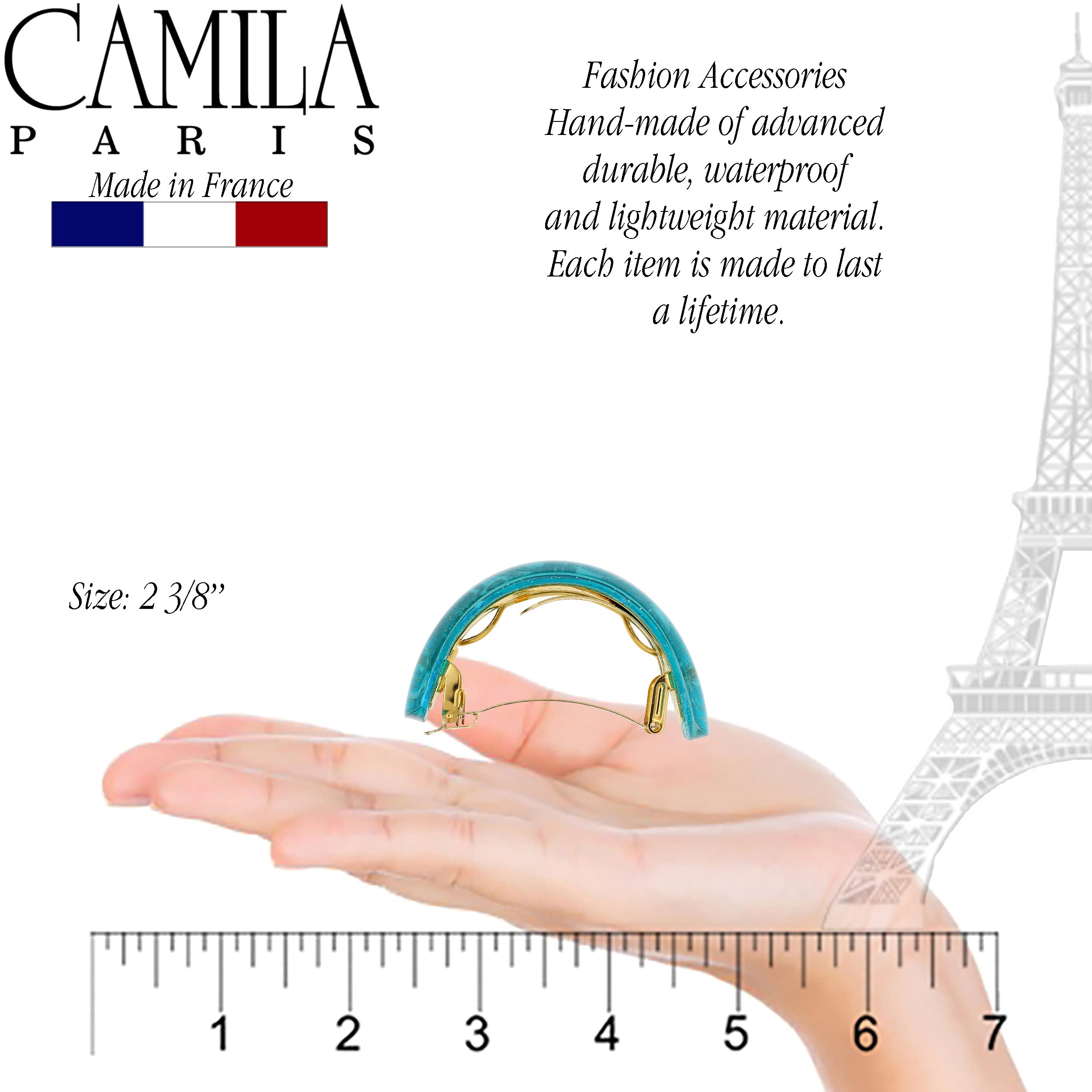 Camila Paris CP3300 Turquoise French Hair Barrette – Strong Hold Clip for Fine Long Hair | Made in France