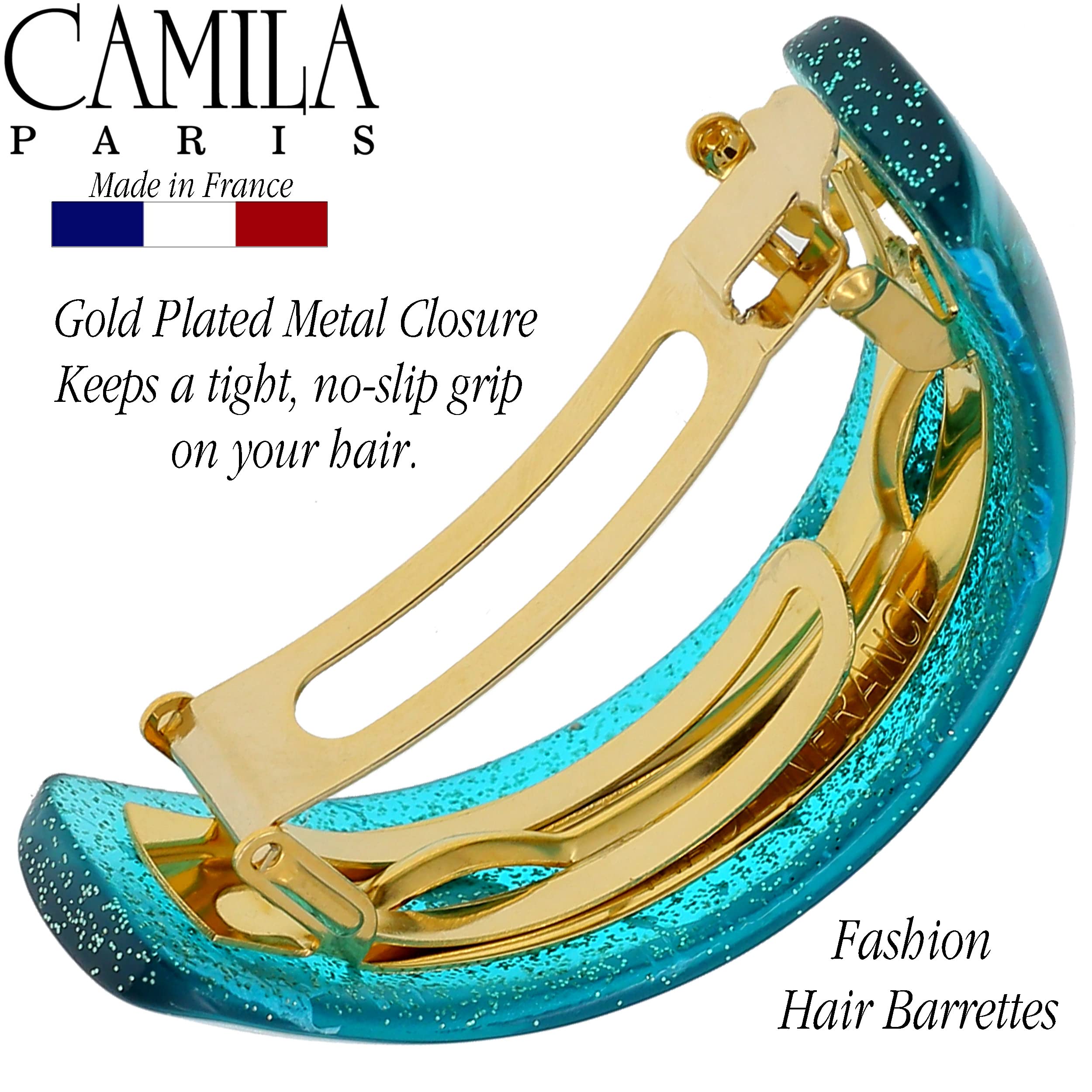 Camila Paris CP3300 Turquoise French Hair Barrette – Strong Hold Clip for Fine Long Hair | Made in France