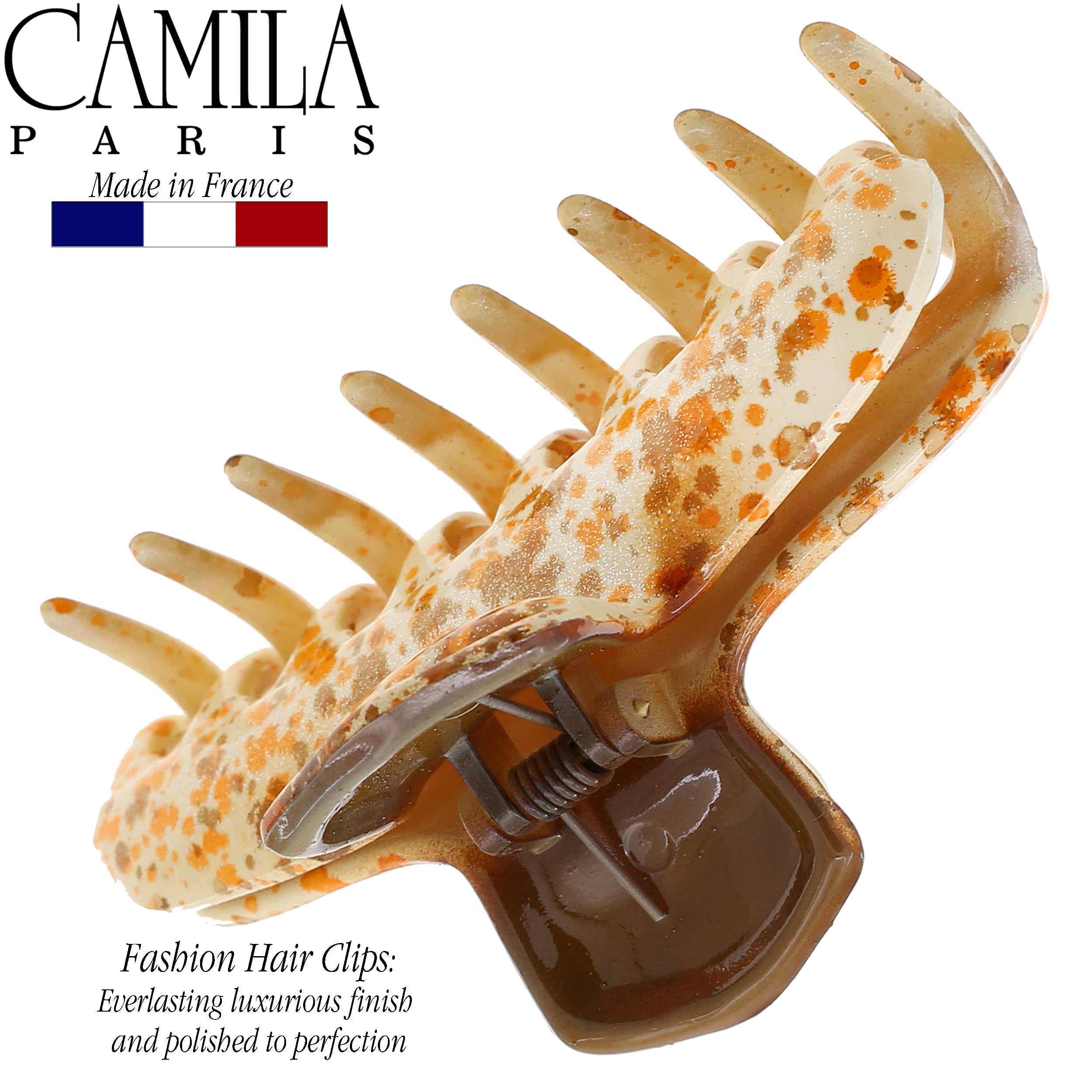 Camila Paris CP3307 Hair Clip – Strong Hold Orange Butterfly Clip for Thick, Long Hair | Made in France