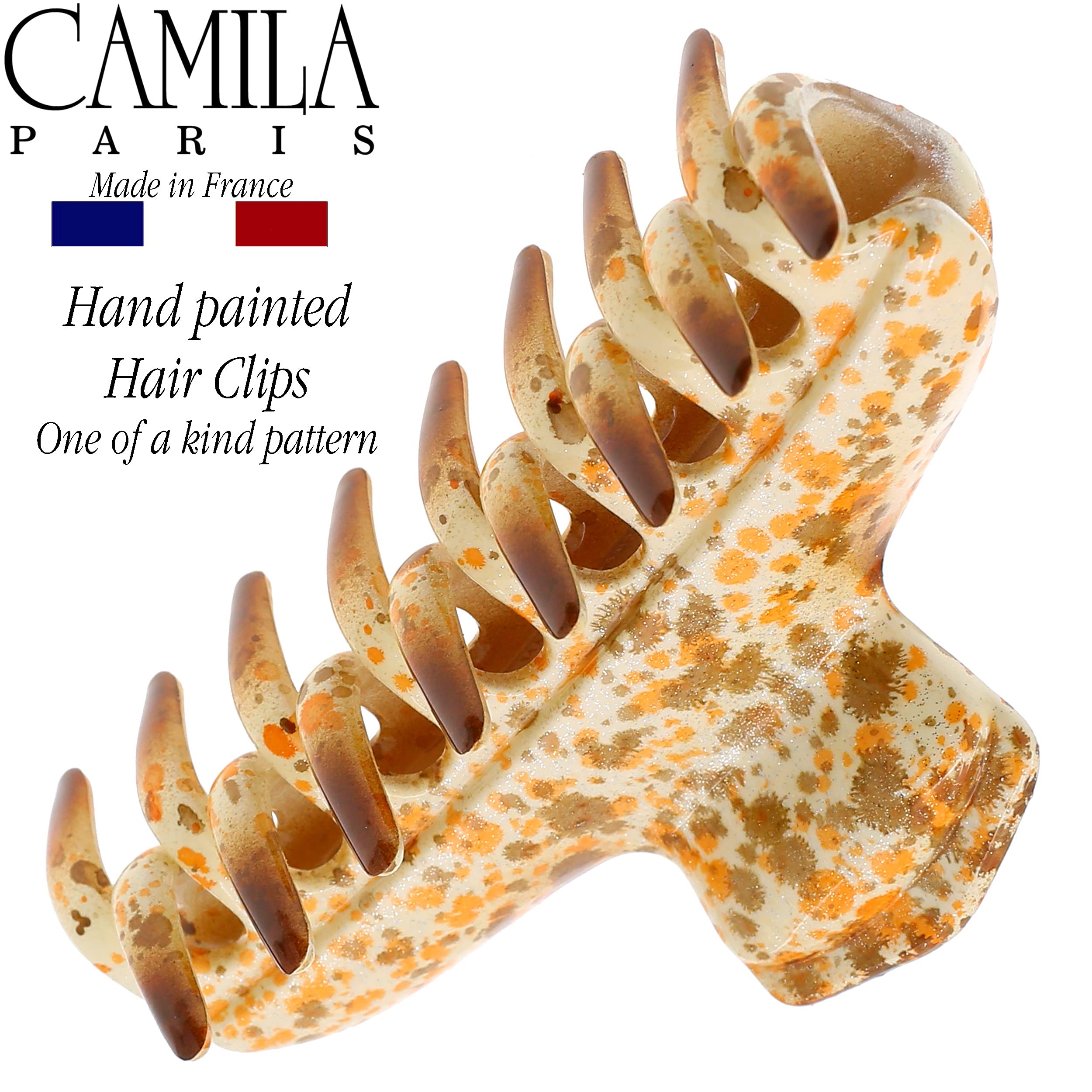 Camila Paris CP3307 Hair Clip – Strong Hold Orange Butterfly Clip for Thick, Long Hair | Made in France