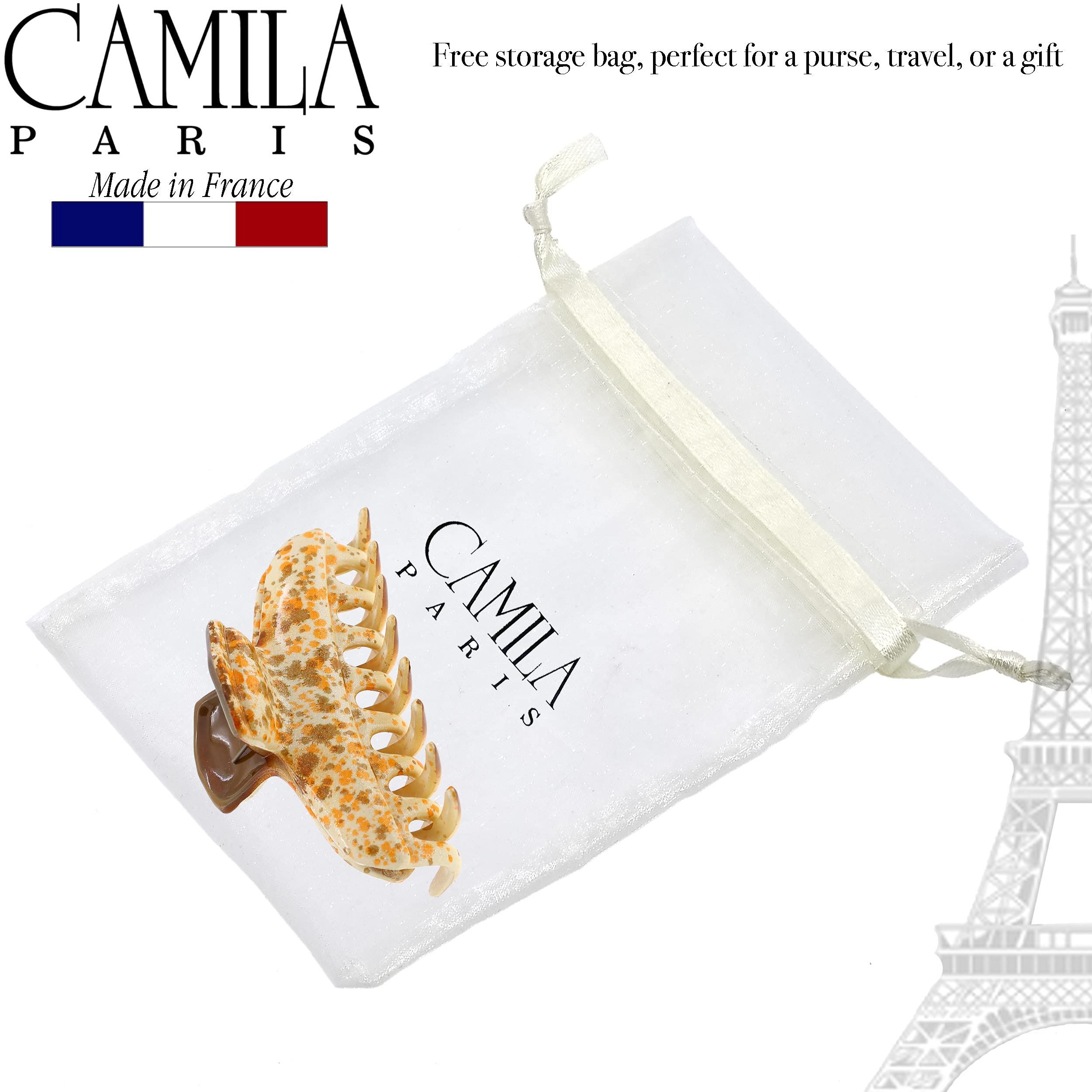 Camila Paris CP3307 Hair Clip – Strong Hold Orange Butterfly Clip for Thick, Long Hair | Made in France