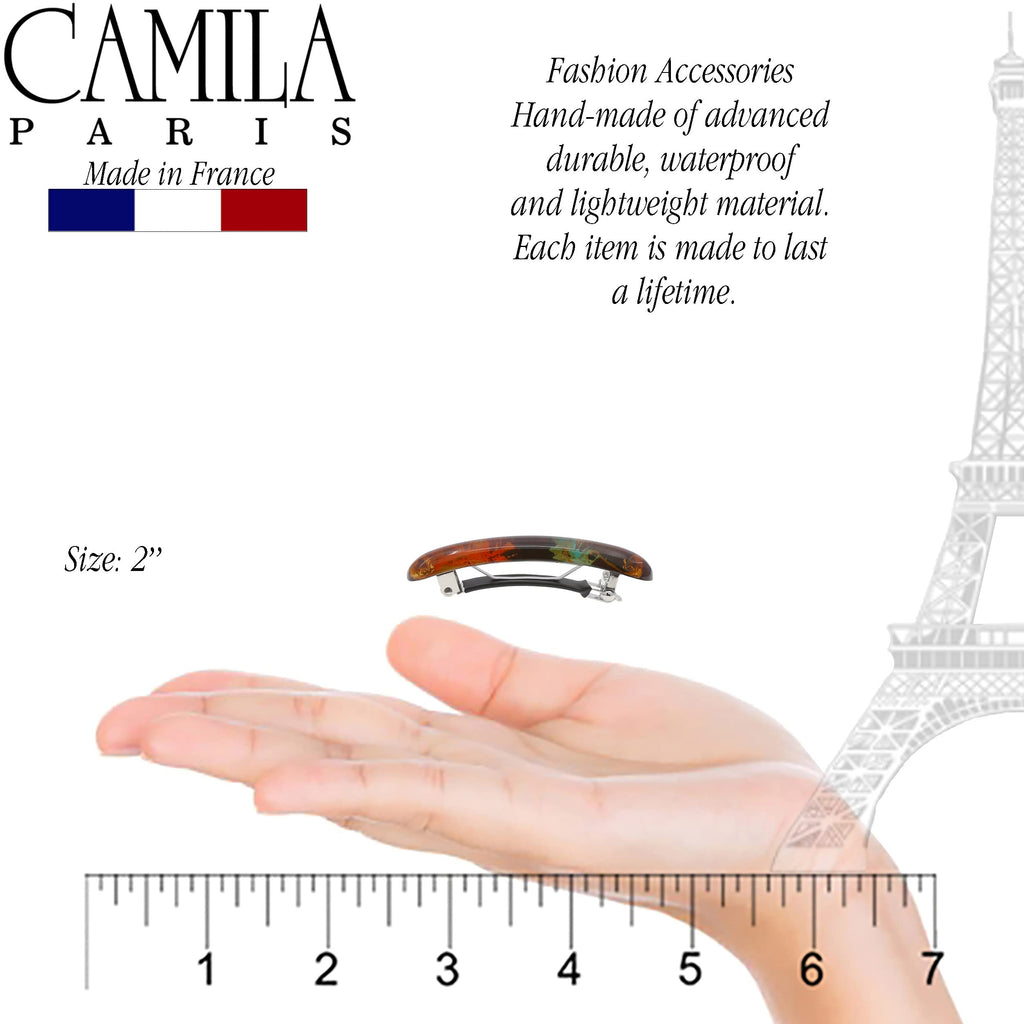 Camila Paris CP3328 French Hair Barrette Clip – 2-Pack (Orange), Strong Hold with Rubberized Clasp, Made in France