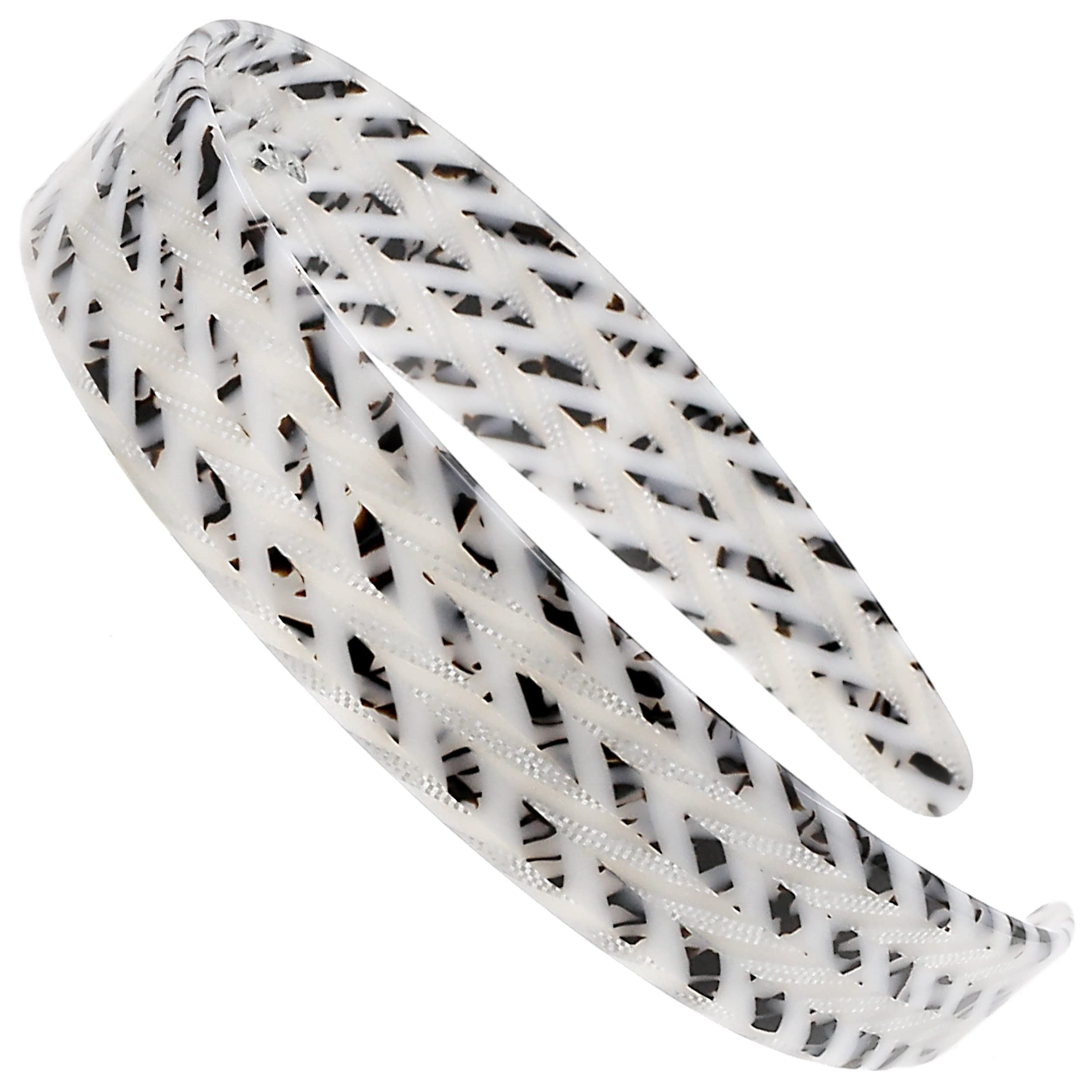 Camila Paris CP3465 French Headband – Handmade White & Gray, No-Slip Grip, Flexible & Durable
