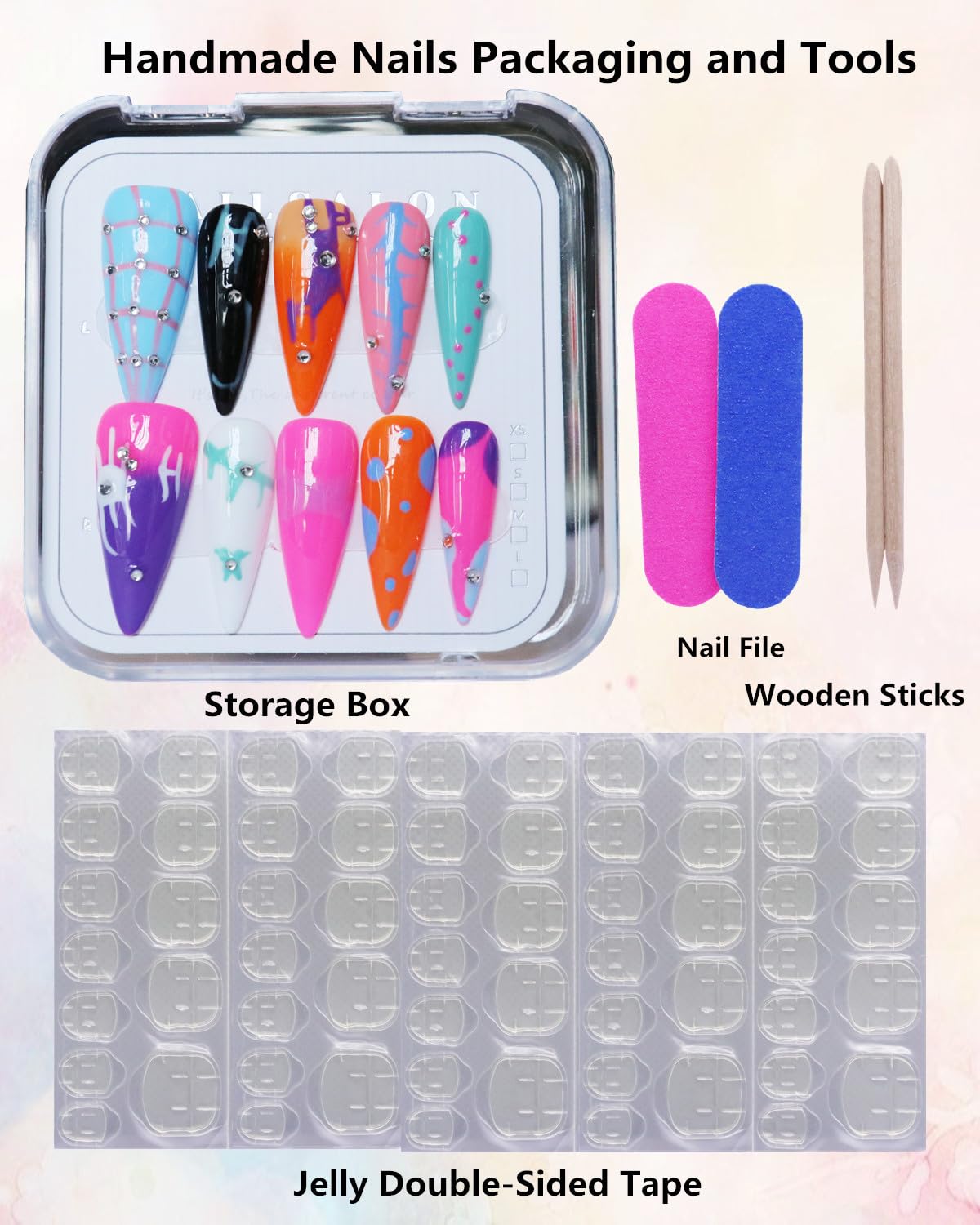 CAMILCY Luxury Press-On Nails – Handmade, Reusable Almond Tips (10pcs A023)