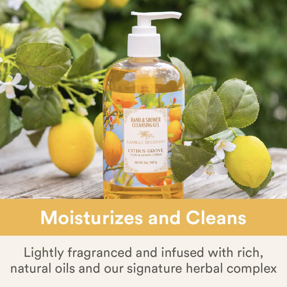 Camille Beckman Citrus Grove Hand & Shower Cleansing Gel (13 oz) – Vegan, Gluten-Free, ProVitamin B5