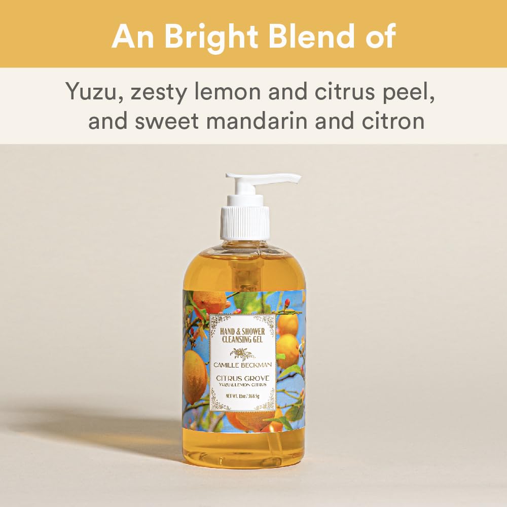 Camille Beckman Citrus Grove Hand & Shower Cleansing Gel (13 oz) – Vegan, Gluten-Free, ProVitamin B5