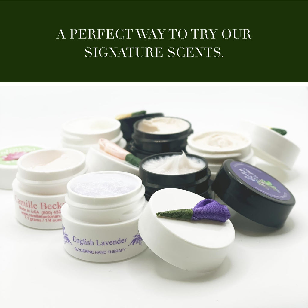 Camille Beckman Glycerine Hand Therapy Sampler — 6 Travel Pots, 0.25 oz Each