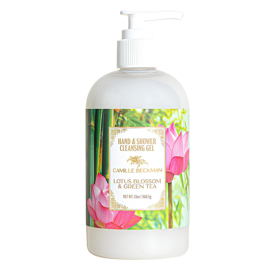 Camille Beckman Hand & Shower Cleansing Gel – Lotus Blossom & Green Tea, 13 oz