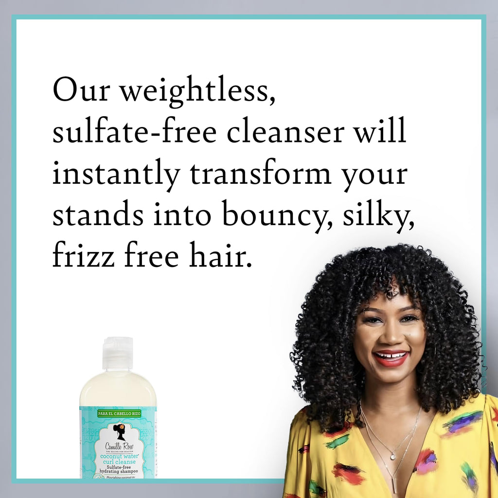 Camille Rose Shampoo Coconut Water Curl Cleanse – Lightweight Moisturizing for Soft, Bouncy Curls (12 Fl Oz)